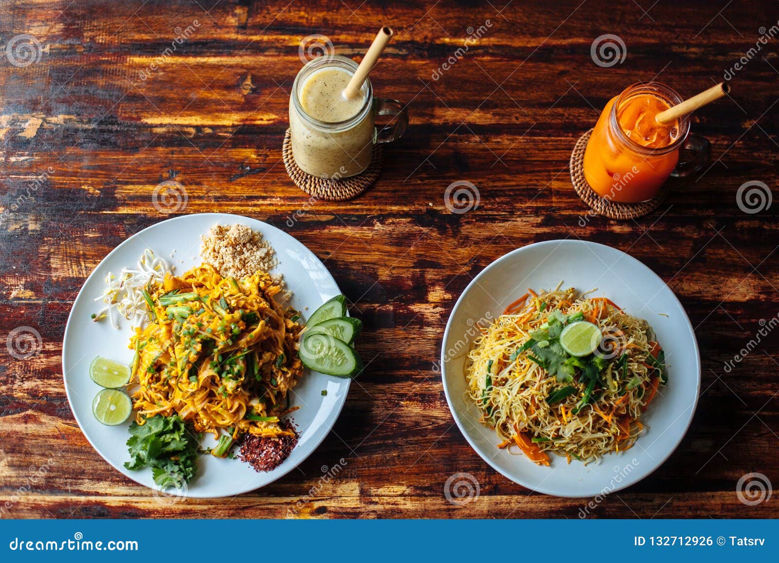 Healthy Vegetarian Vegan Menu Pad Thai, Stir-fried Rice Noodles and