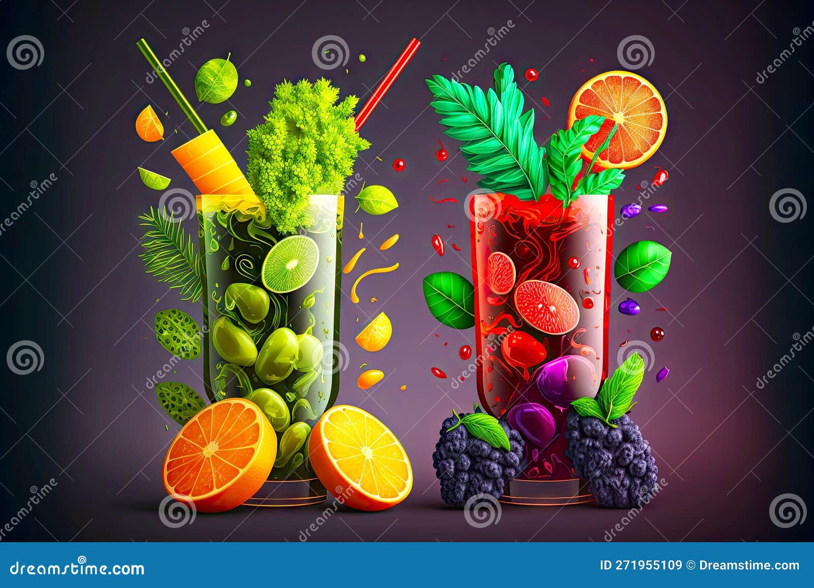 Healthy Vitamin Cocktails from Fresh Fruits and Vegetables and Detox ...