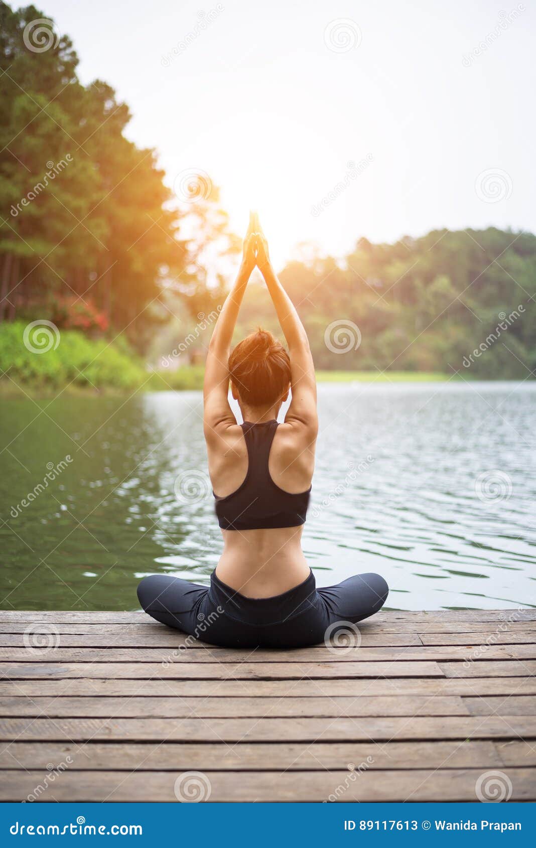 Healthy Woman Practicing Yoga on the Bridge Stock Image Image of