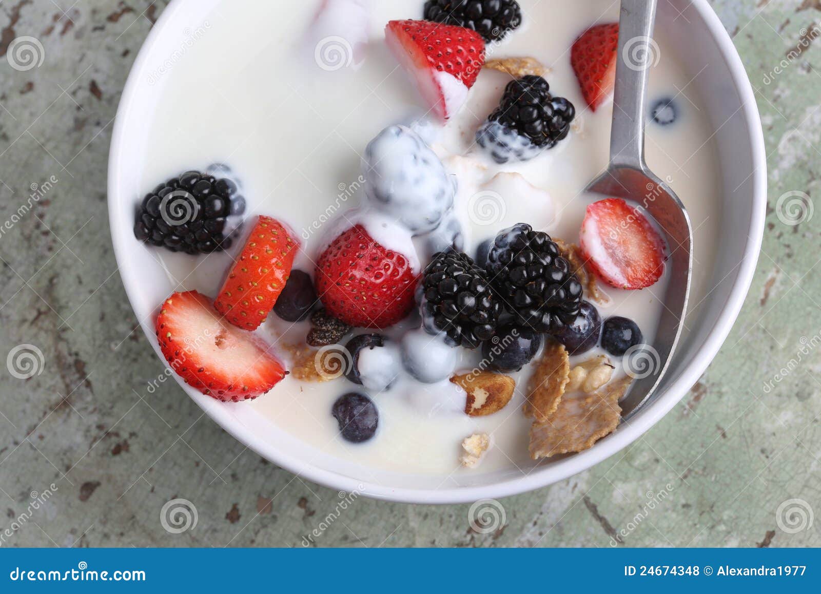 Healthy Yogurt, Berries and Cereal Stock Photo Image of flake