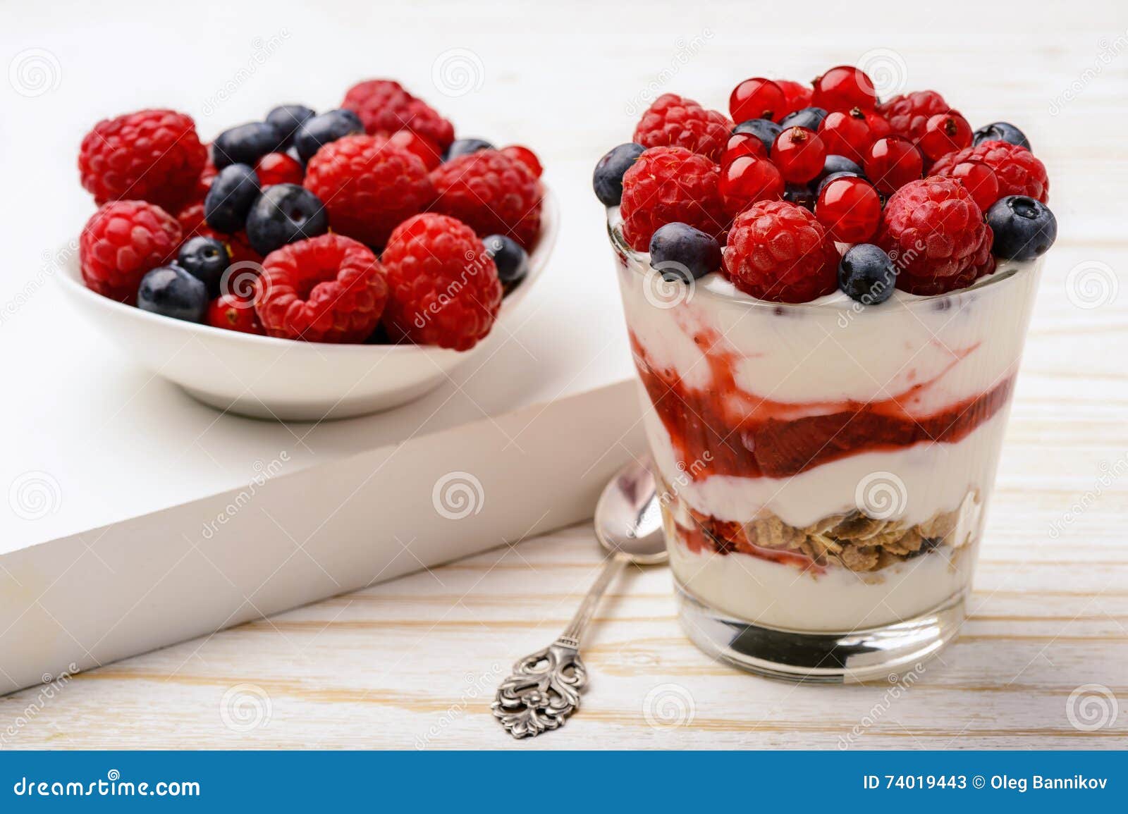 Healthy Yogurt Dessert with Muesli, Strawberry Mousse, Raspberries ...