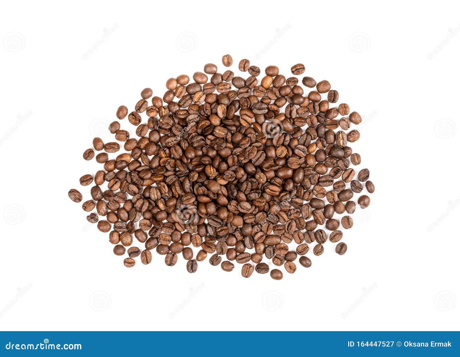 heap of brown coffee beans  on white background