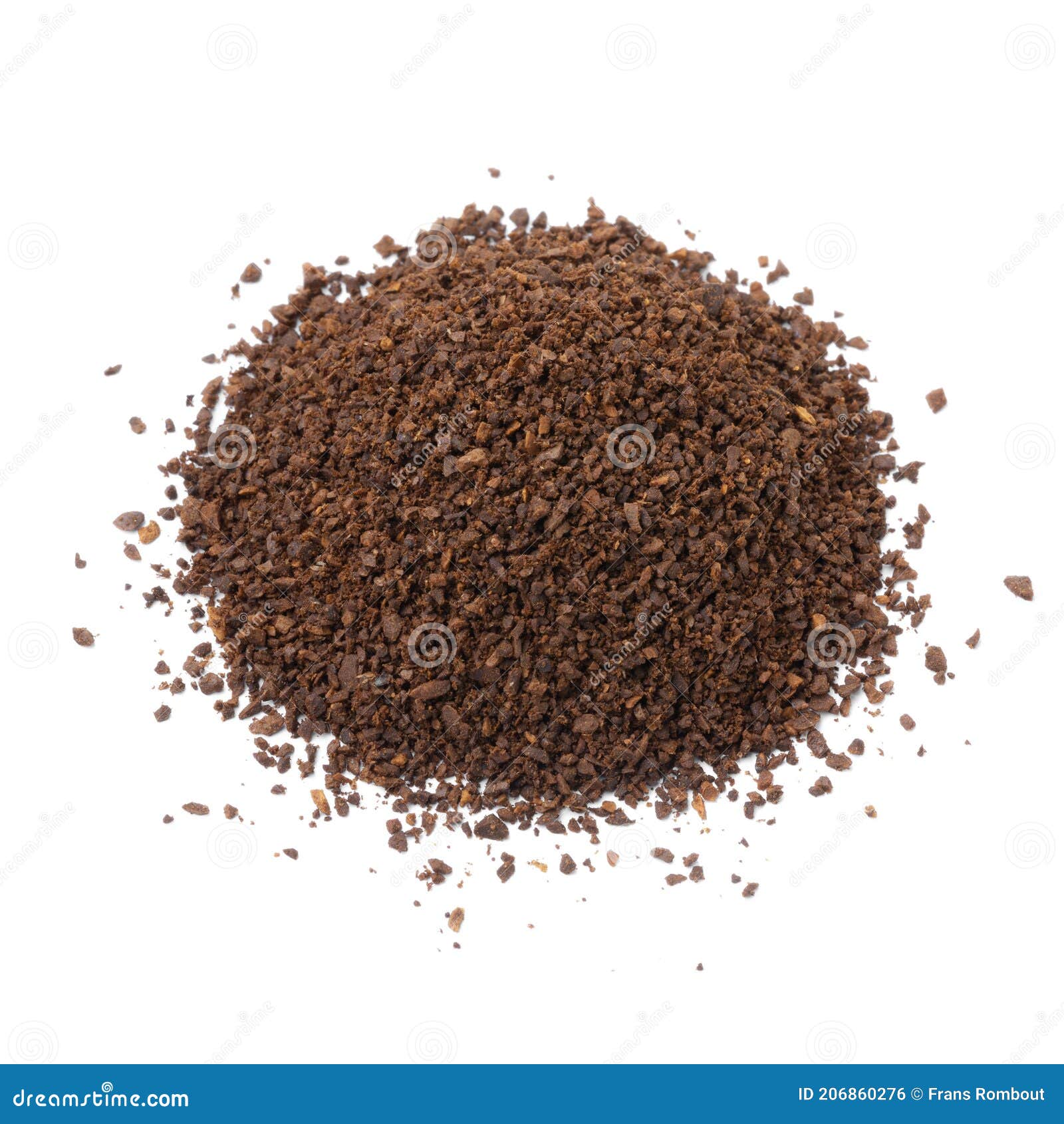 Heap of Coarse Ground Roasted Coffee Isolated on White Background Stock