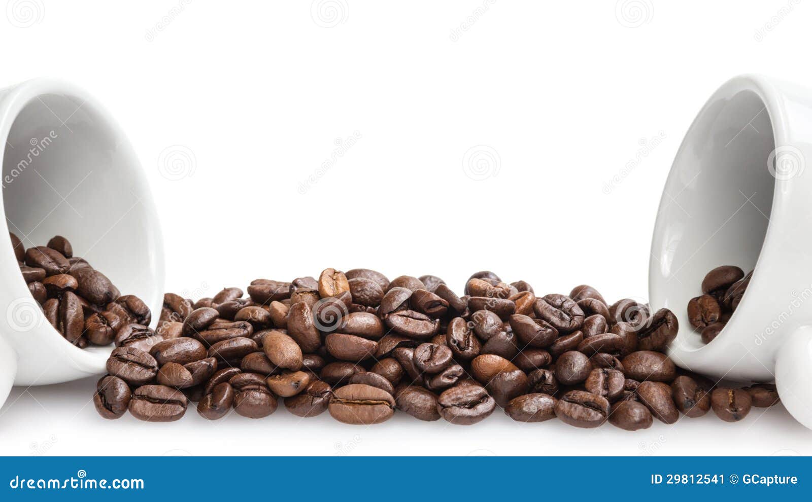 Heap of Coffee Beans with Two Cups Stock Image Image of gourmet
