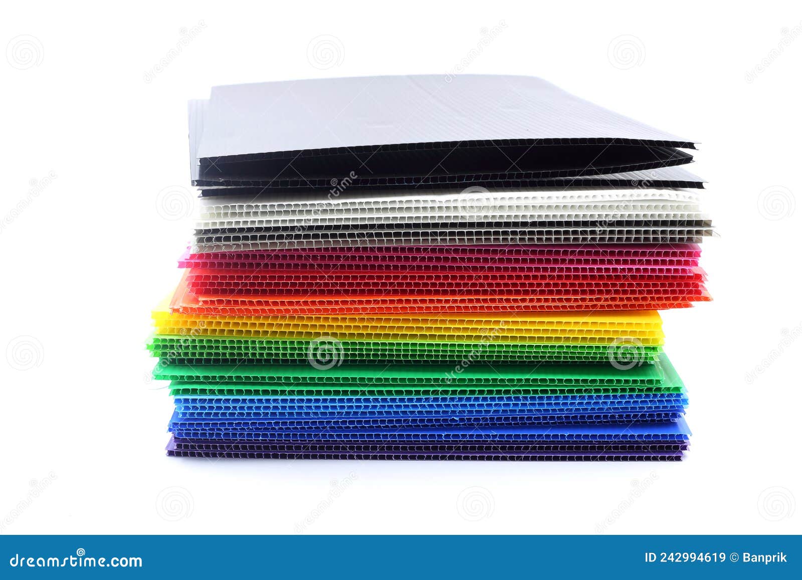 heap of colorful corrugated plastics  on white background