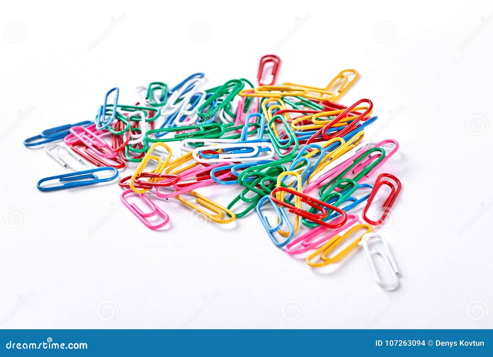 Heap Of Colorful Plastic Paper Clips. Stock Photo Image