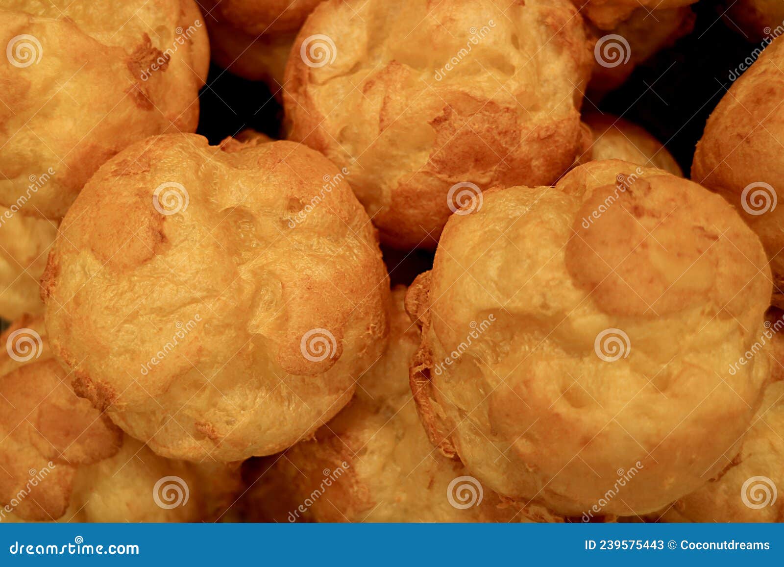 Fresh Baked French Choux Pastry Balls During Cooling Dawn Before Cream Filled Stock Image