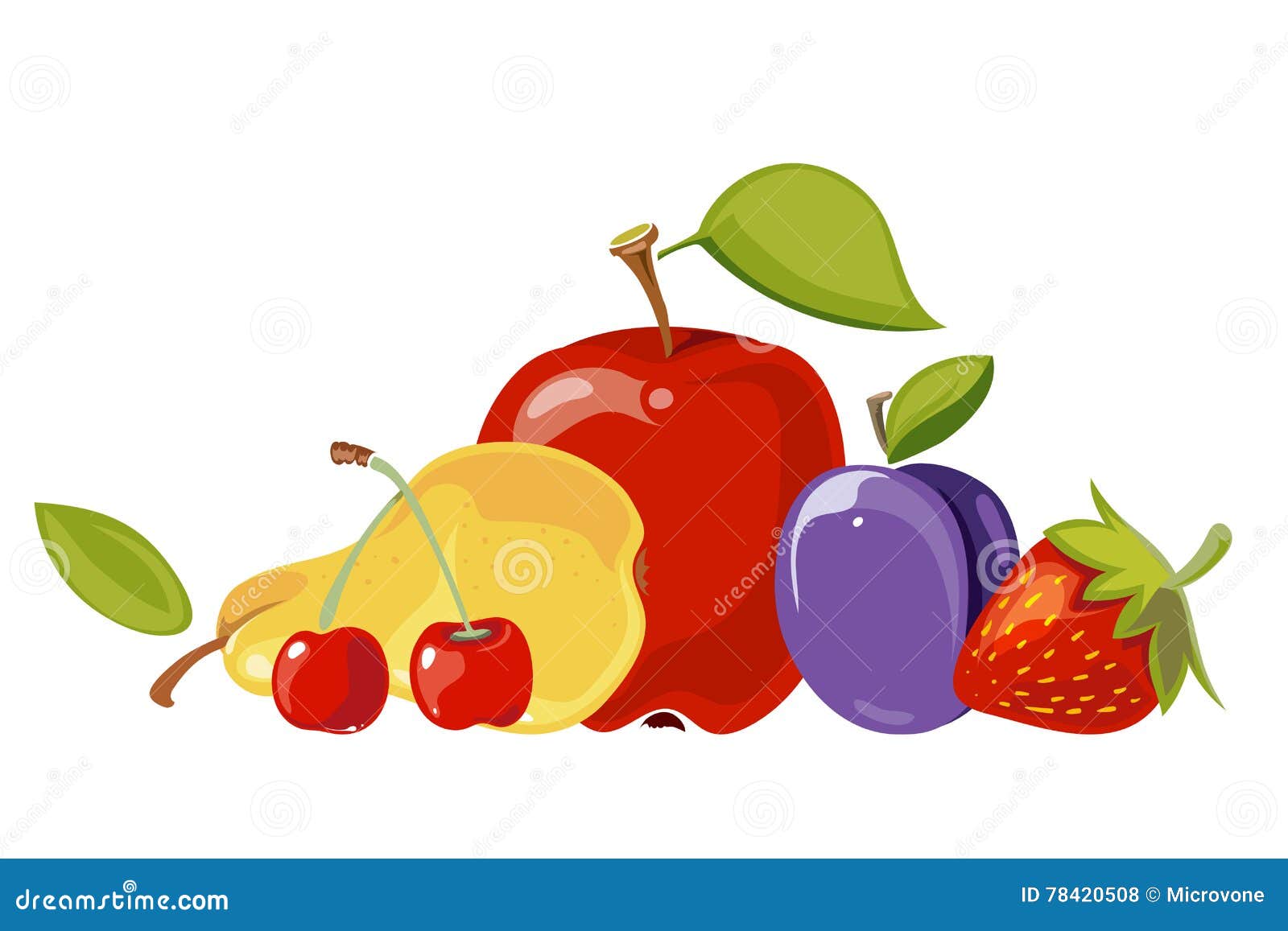 Heap of fruits over white stock vector. Illustration of health - 78420508