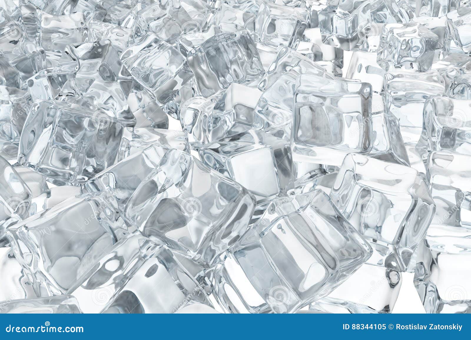 Heap of Ice Cubes. Background of White Ice Cubes 3d Rendering Stock