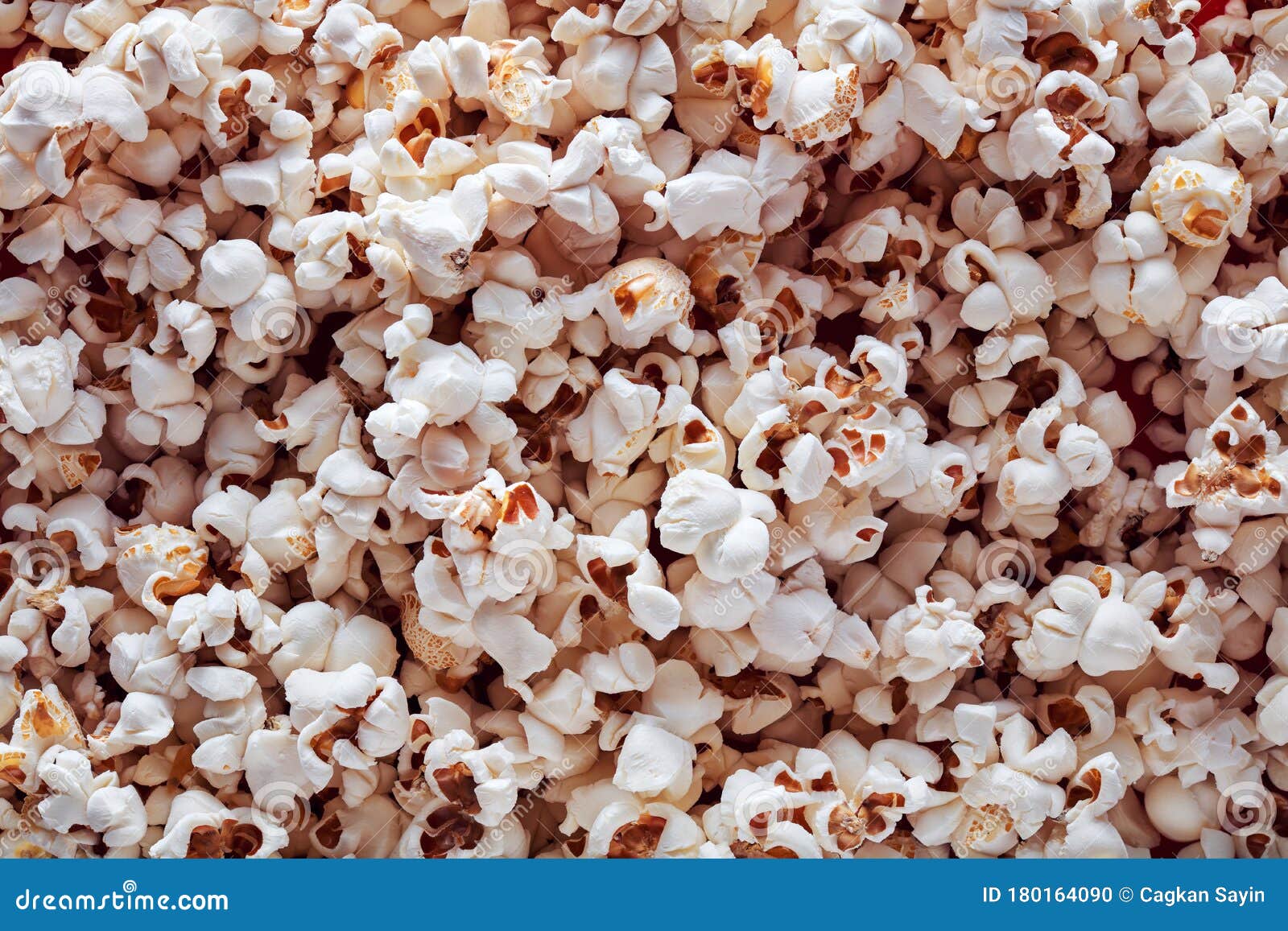 Heap of popcorn background stock photo. Image of overhead - 180164090