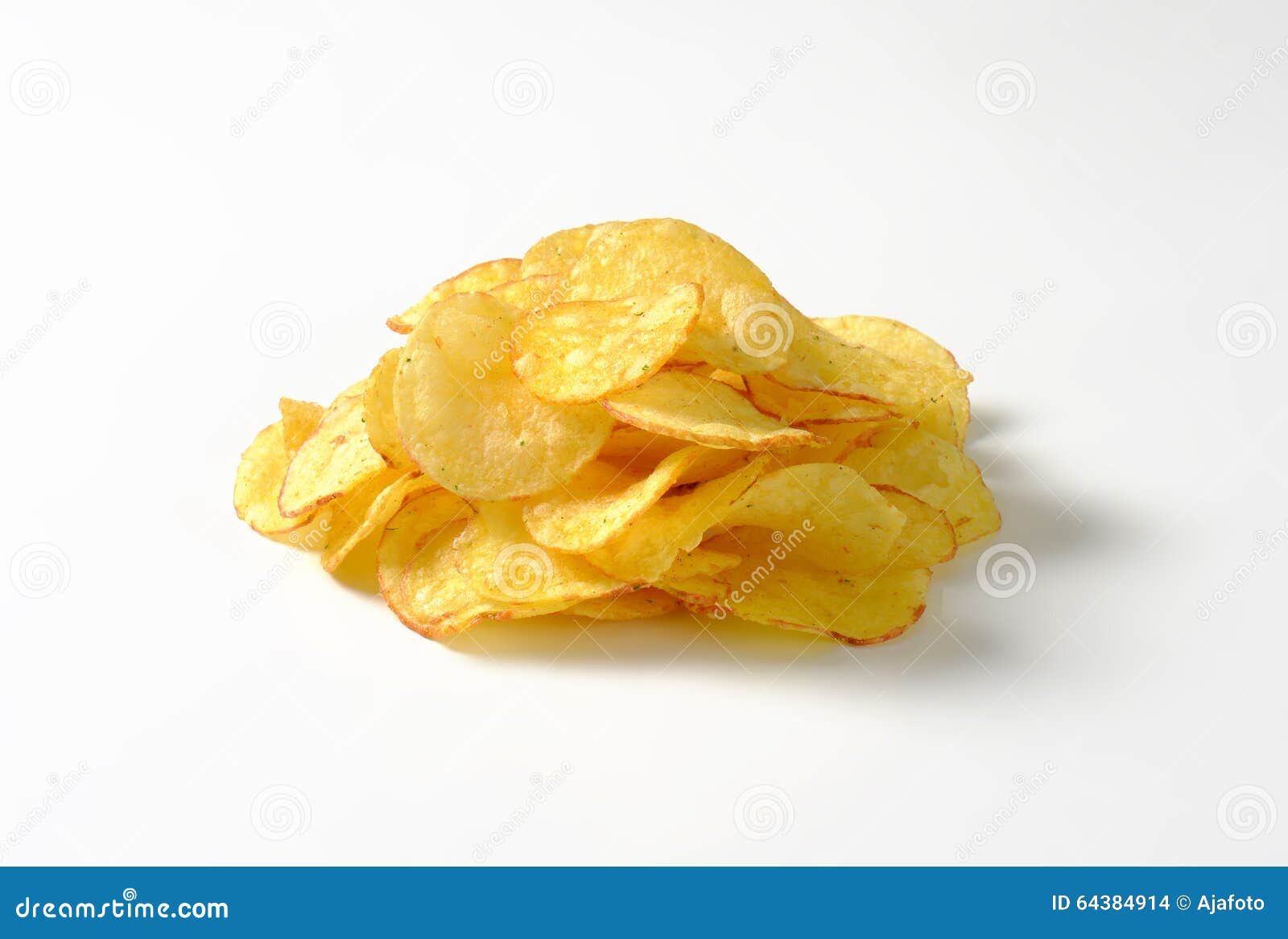 Heap of potato chips stock photo. Image of salted, fattening 64384914