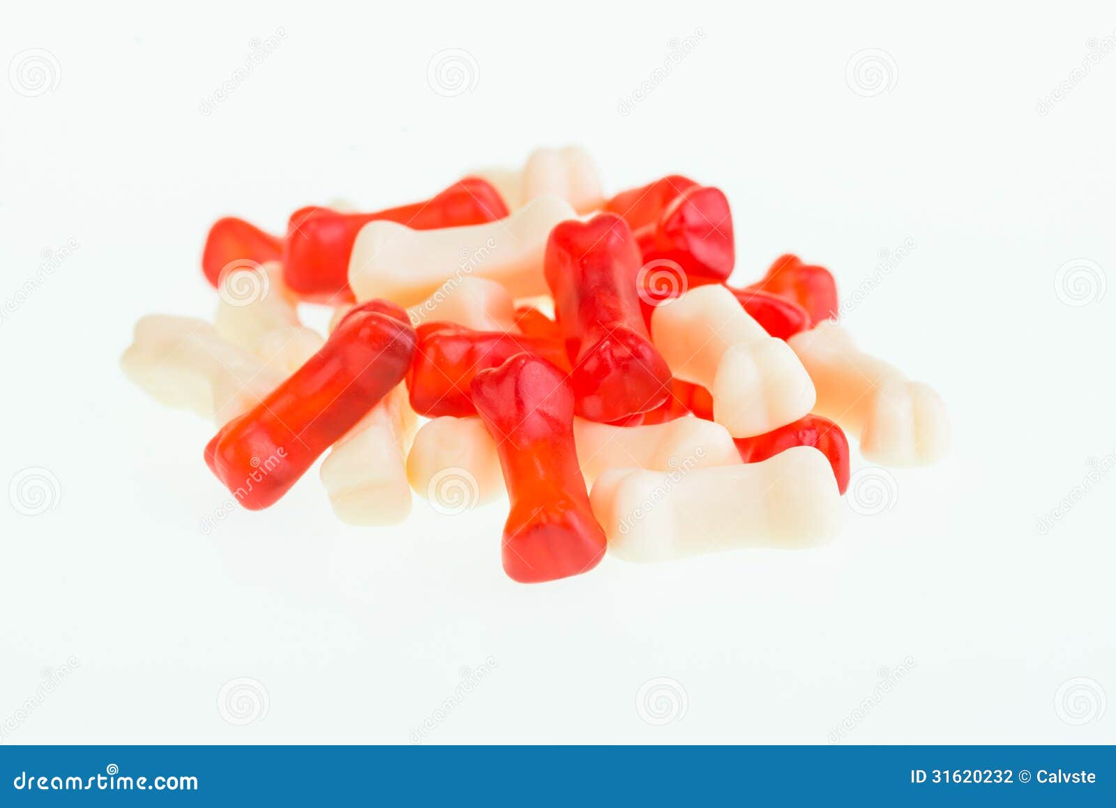 A Heap of Red and Cream Gummy Bone Candies Stock Photo Image of close, pattern 31620232