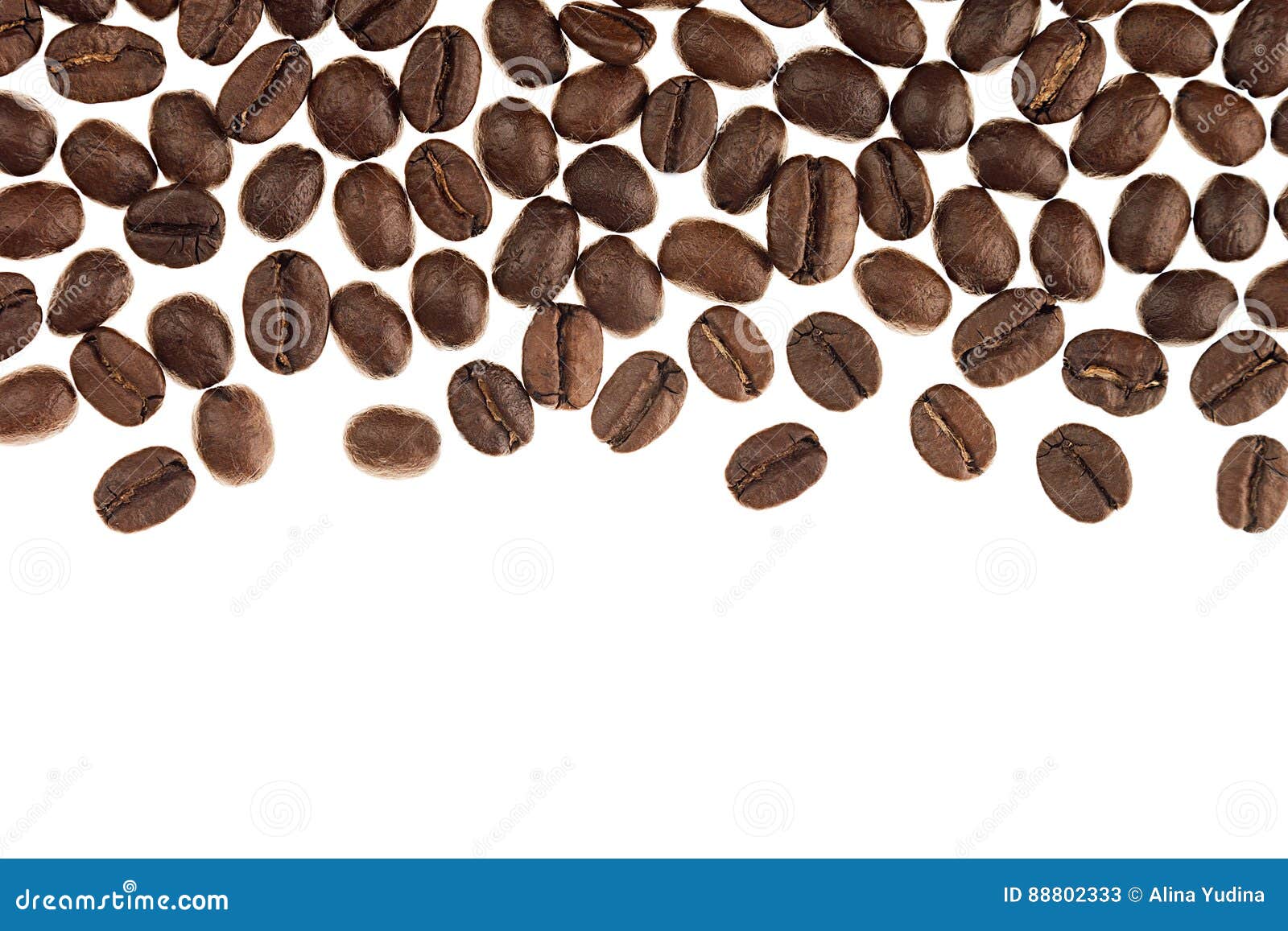 Heap Roasted Coffee Beans As Decorative Border with Copy Space Isolated