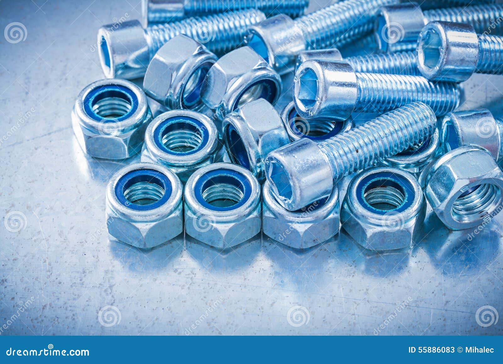 Heap of Threaded Construction Nuts and Bolts Stock Image Image of