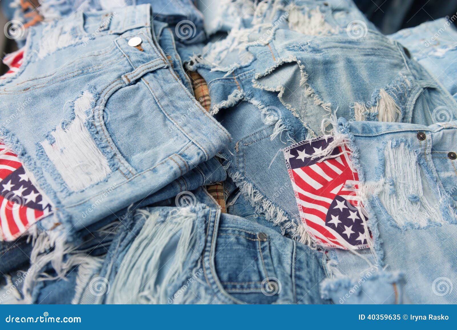 Heap of Torn and Frayed, Threadbare Jeans Stock Image Image of