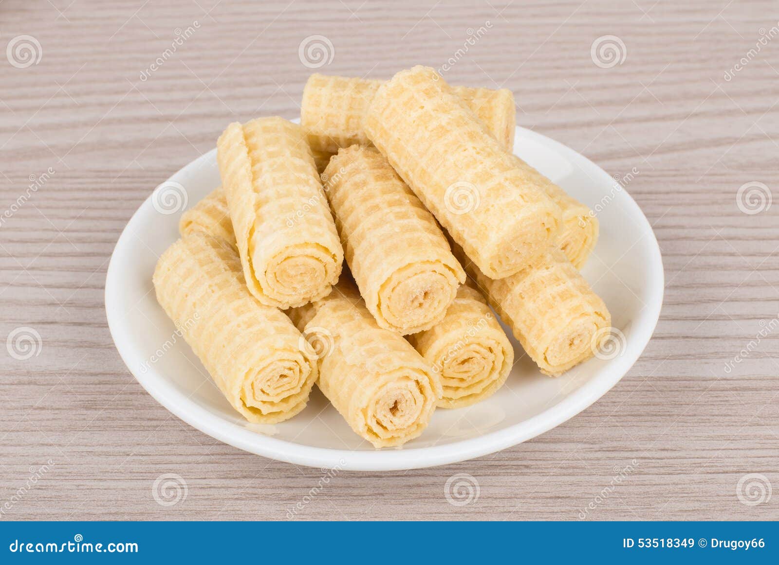 Heap of Wafer Rolls in Saucer on Table Stock Image Image of wafers