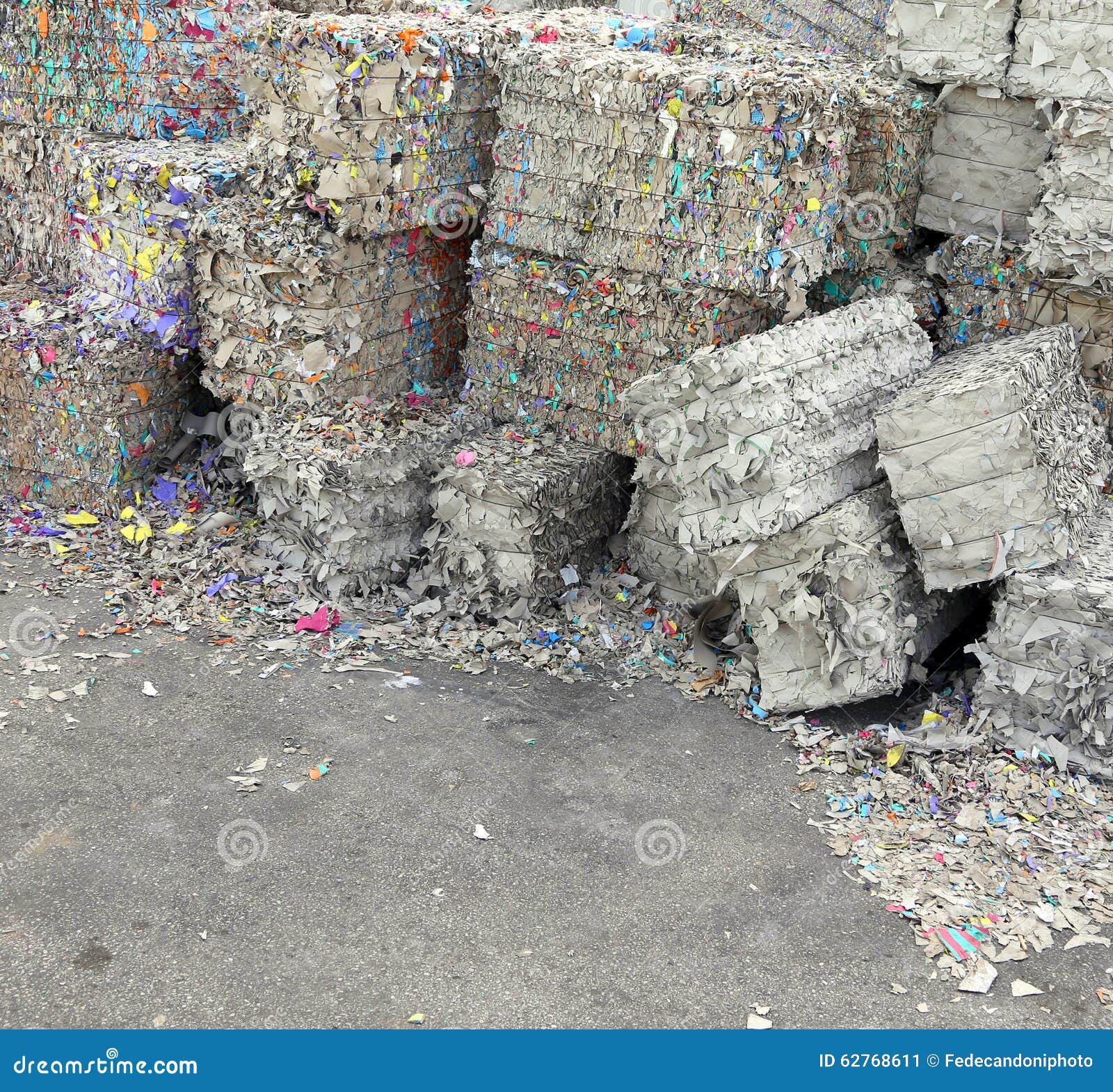 Heaps of Waste Paper in the Paper Mill for the Production of Rec Stock