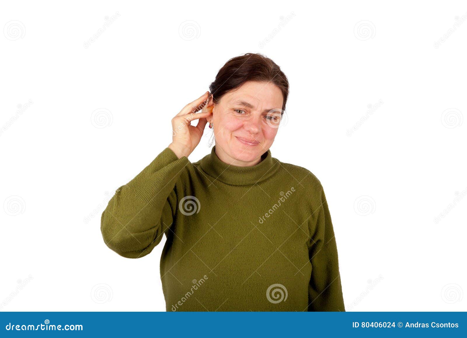 Hearing Impaired Woman Inserting Her Hearing Aid Stock Photo Image of