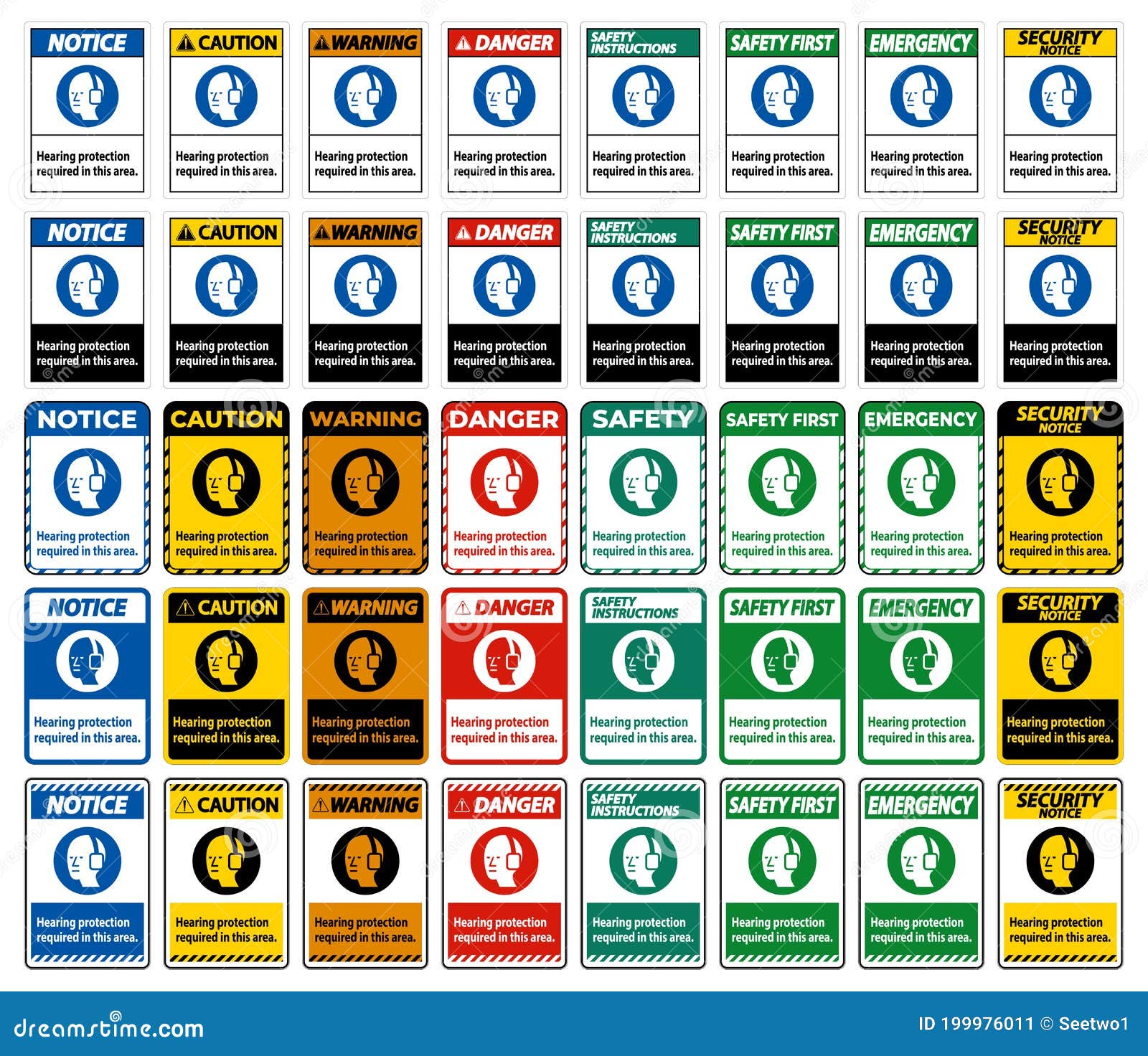 Hearing Protection Required in this Area with Symbol Stock Vector