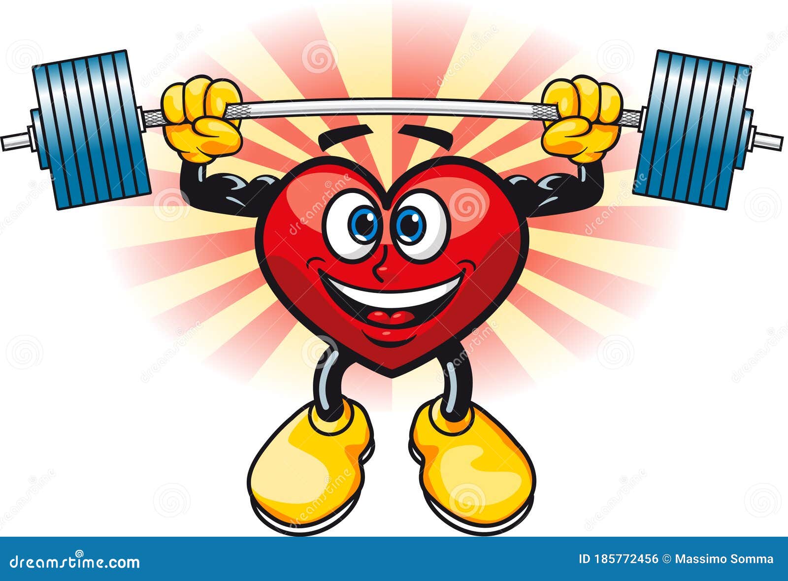Strong Cartoon Heart Weight Lifter Stock Vector Illustration of sport