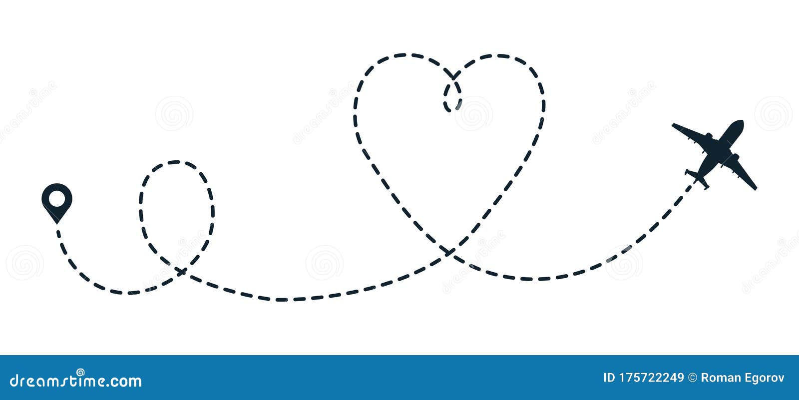 Download Heart Airplane Dotted Path. Travel Heart Line Route. Point ...