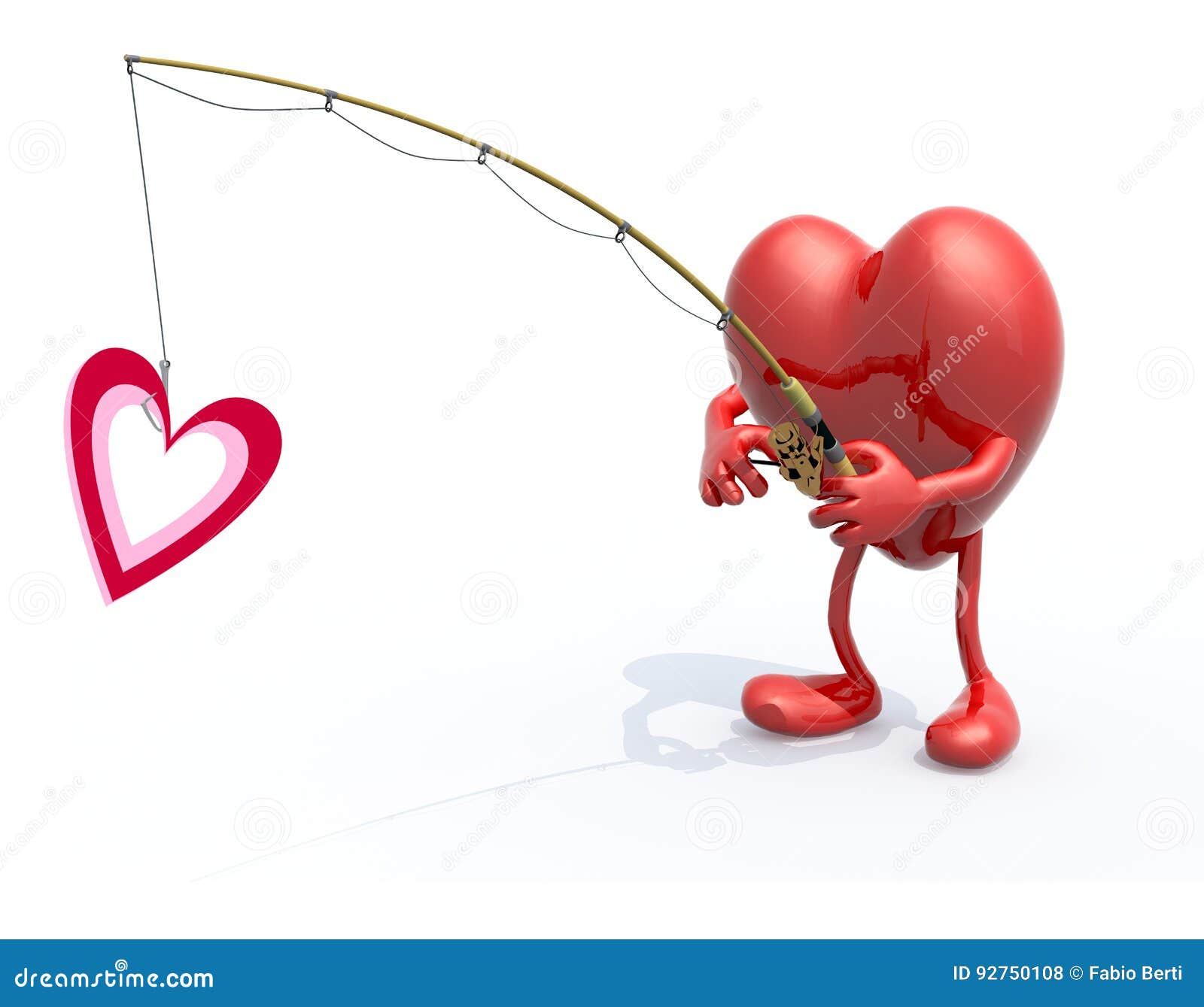 Download Heart With Arms, Legs, Fishing Pole On Hand Fishing A ...