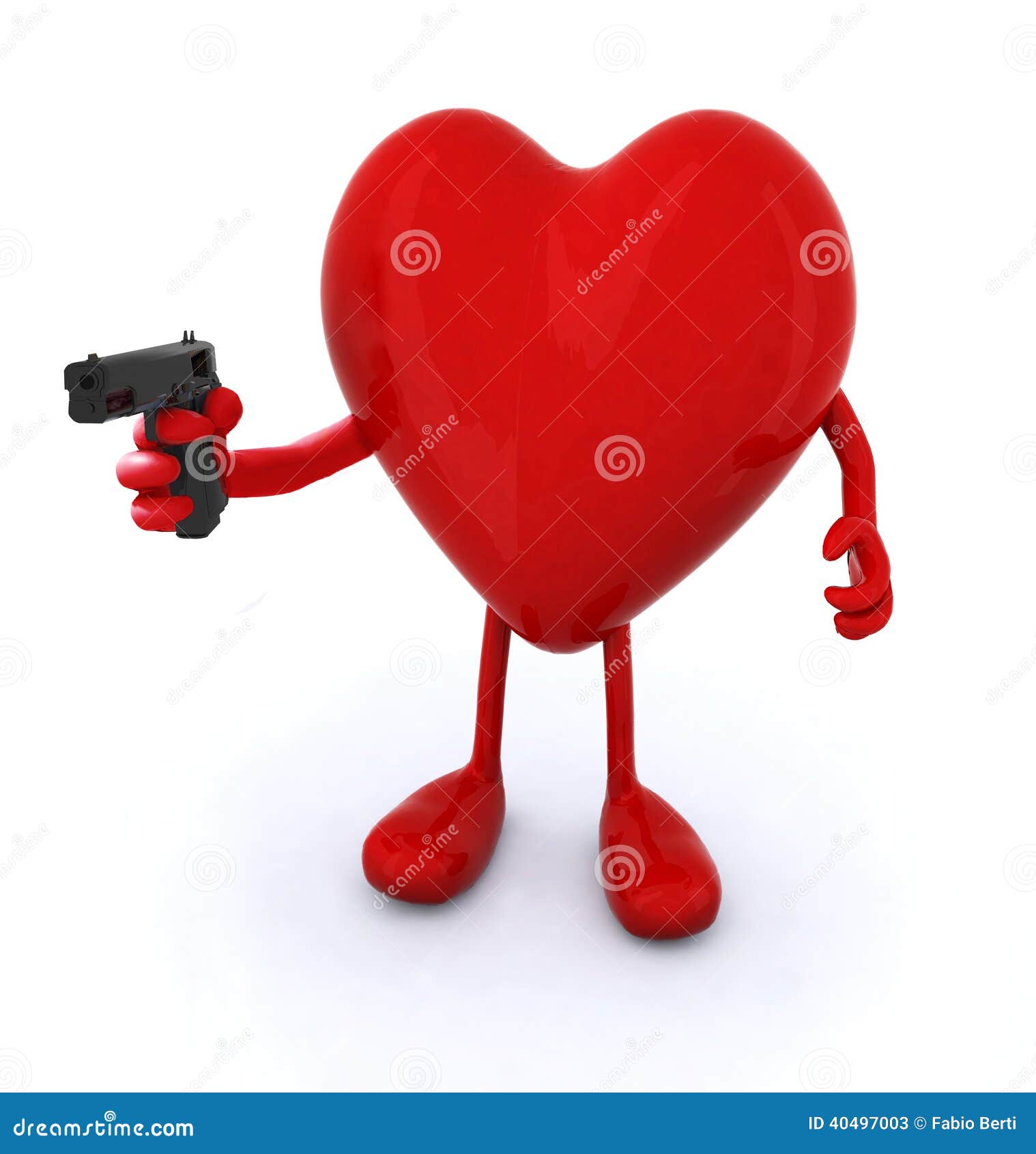 heart with arms and legs and gun