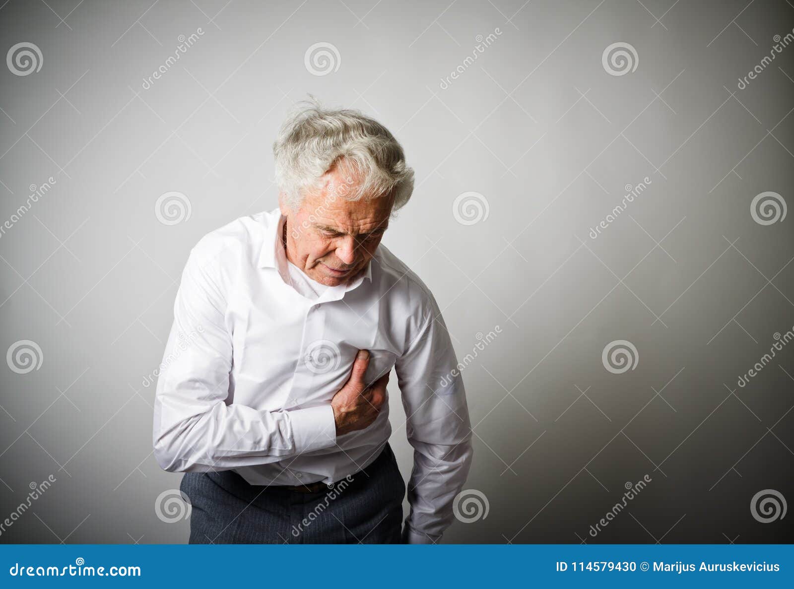 Heart Attack. Old Man with Chest Pain. Stock Photo Image of attack