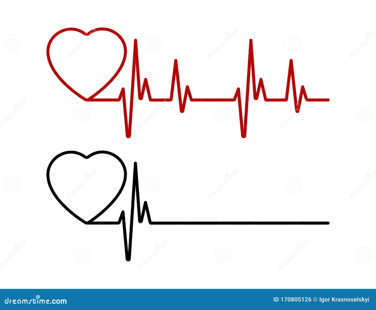 Heart Beat Line Red and Black. Red Heartbeat Line of Life and Black ...