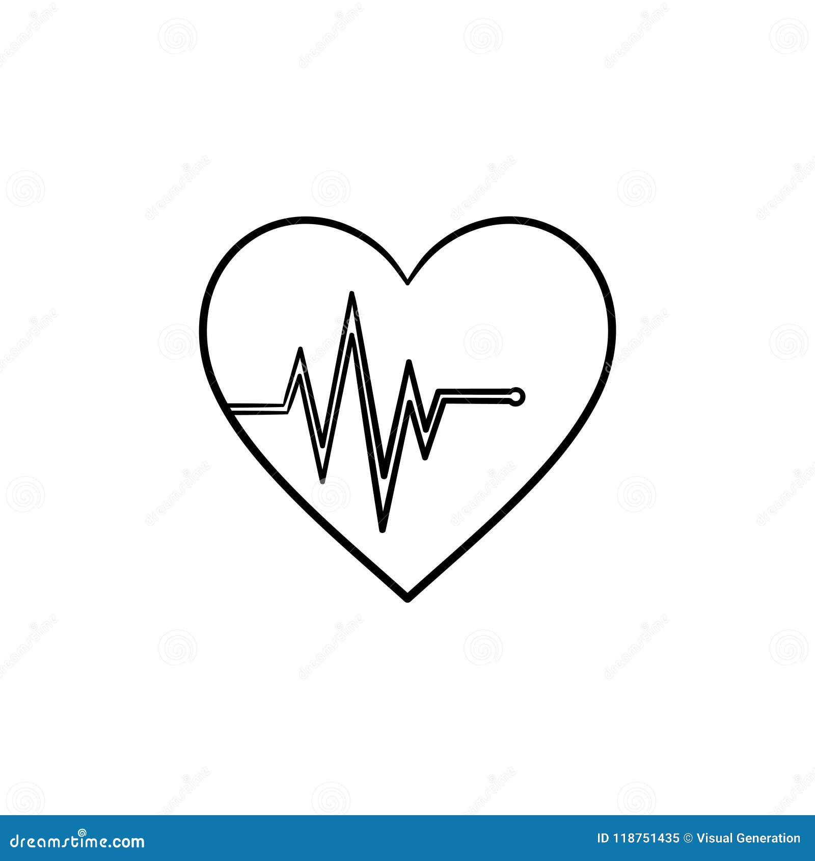 Heart Beat Rate Hand Drawn Outline Doodle Icon. Stock Vector ...