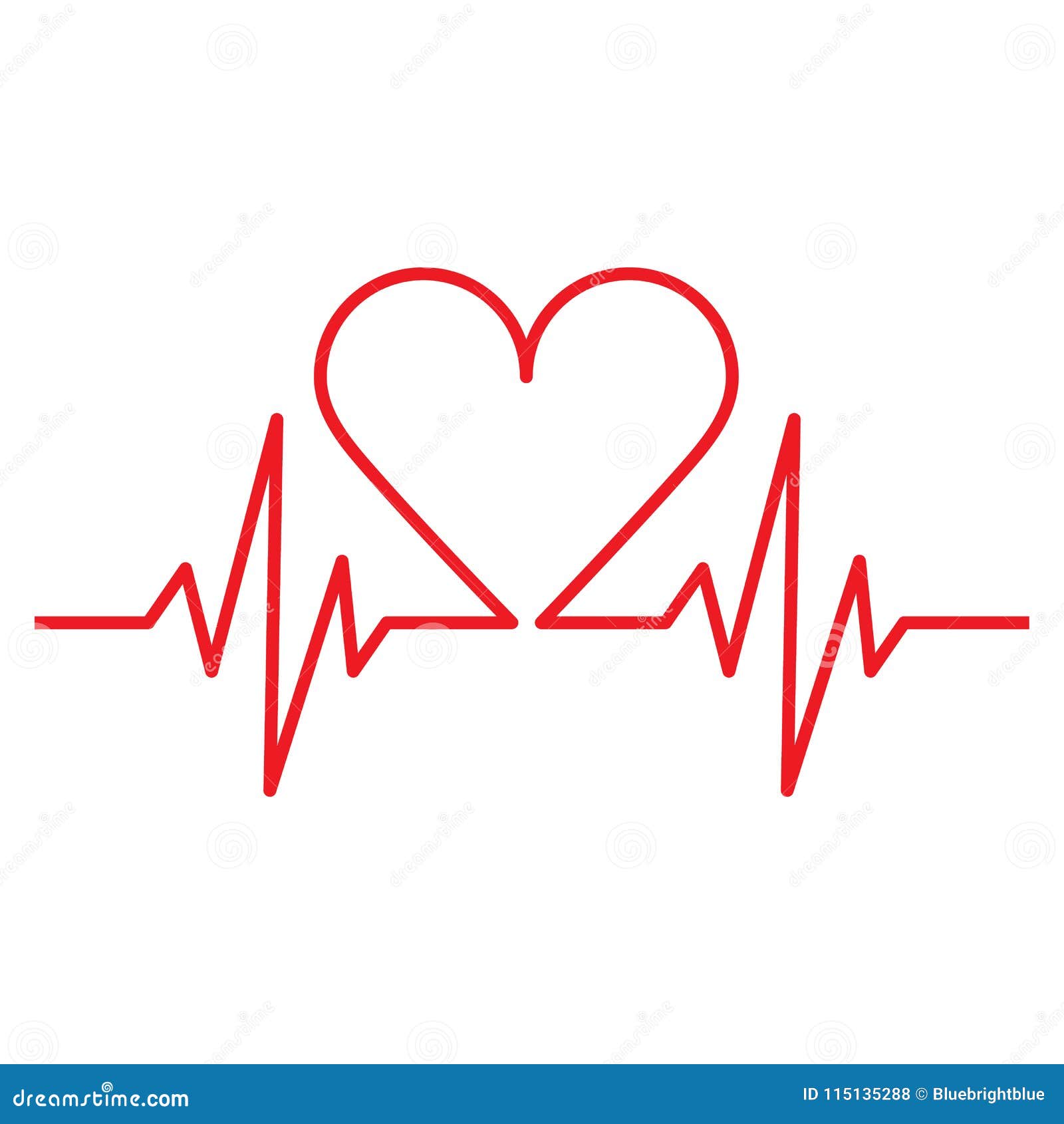 Heart Beat Symbol stock vector. Illustration of flat - 115135288