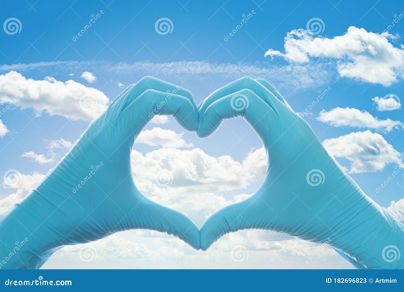 Heart on Blue Sky Clouds Background Stock Image Image of protection, cardiology 182696823