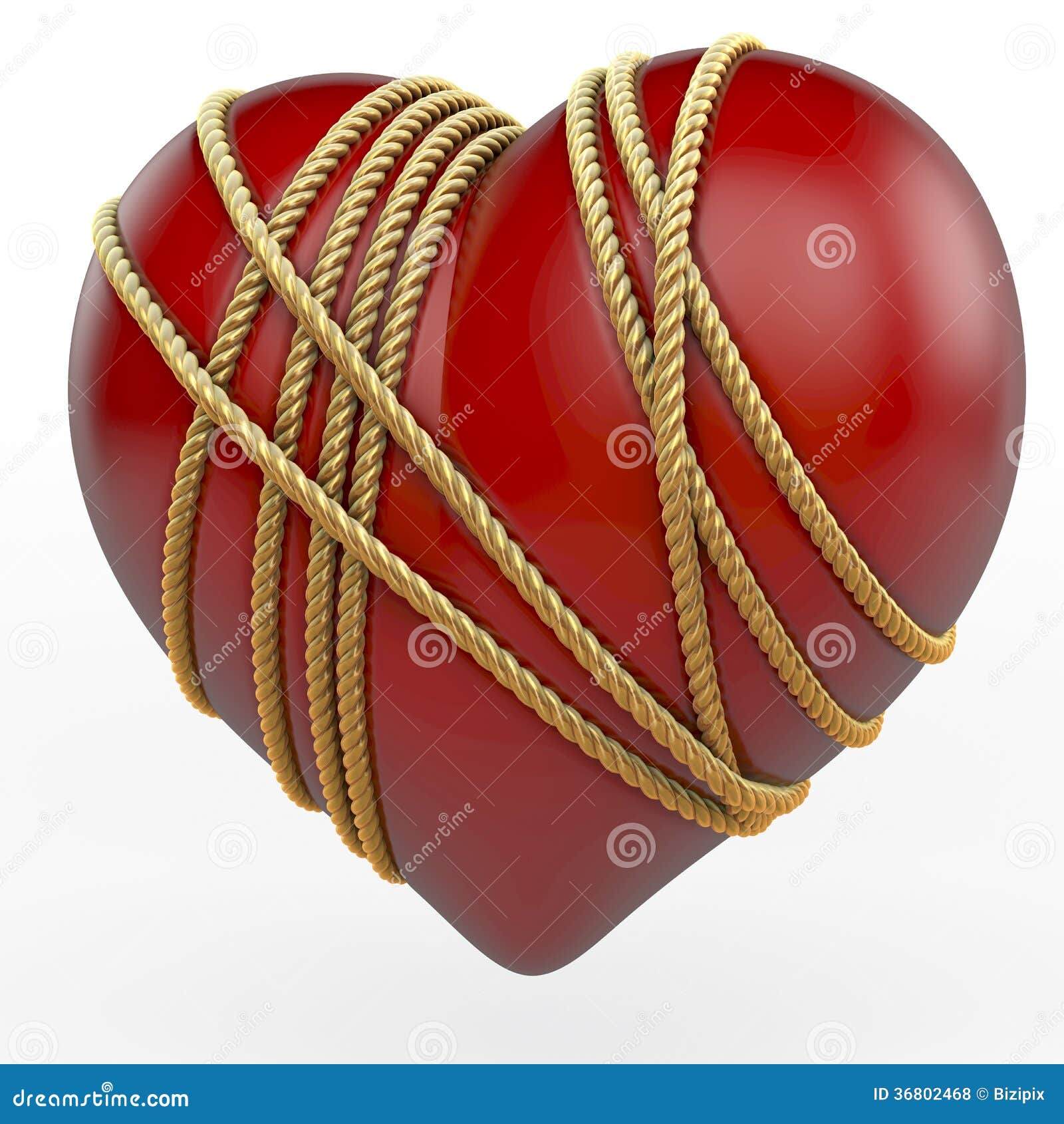 Heart Bound with Golden Rope Stock Illustration Illustration of