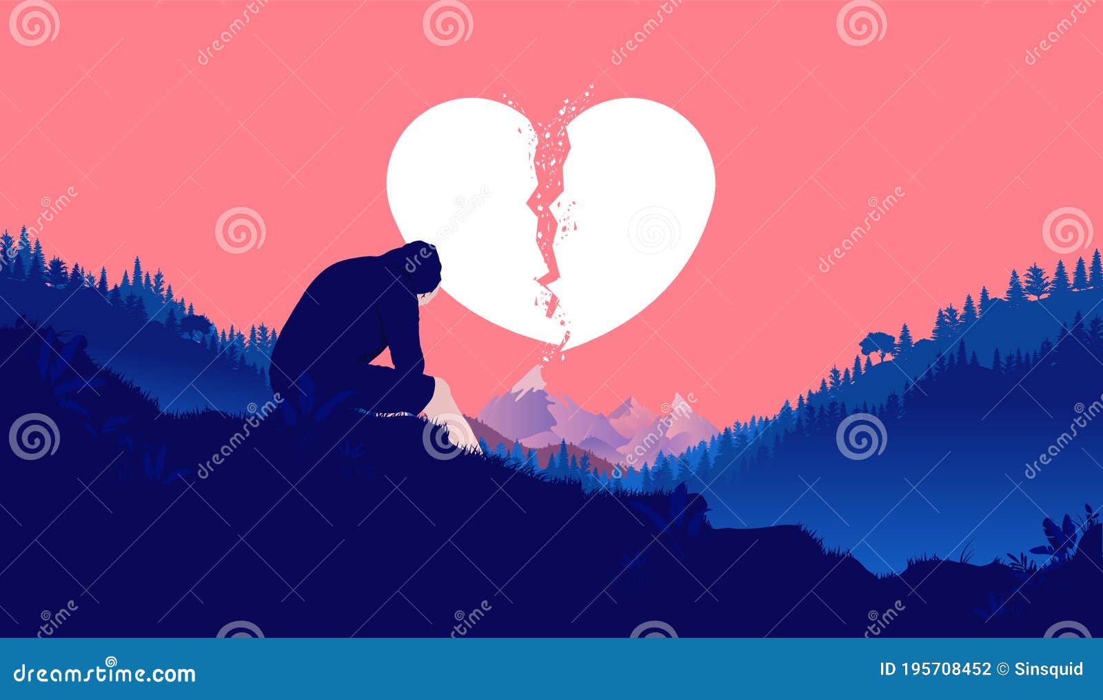 Heart Break - Heartbroken Young Man Sitting Outdoors Feeling Sad ...