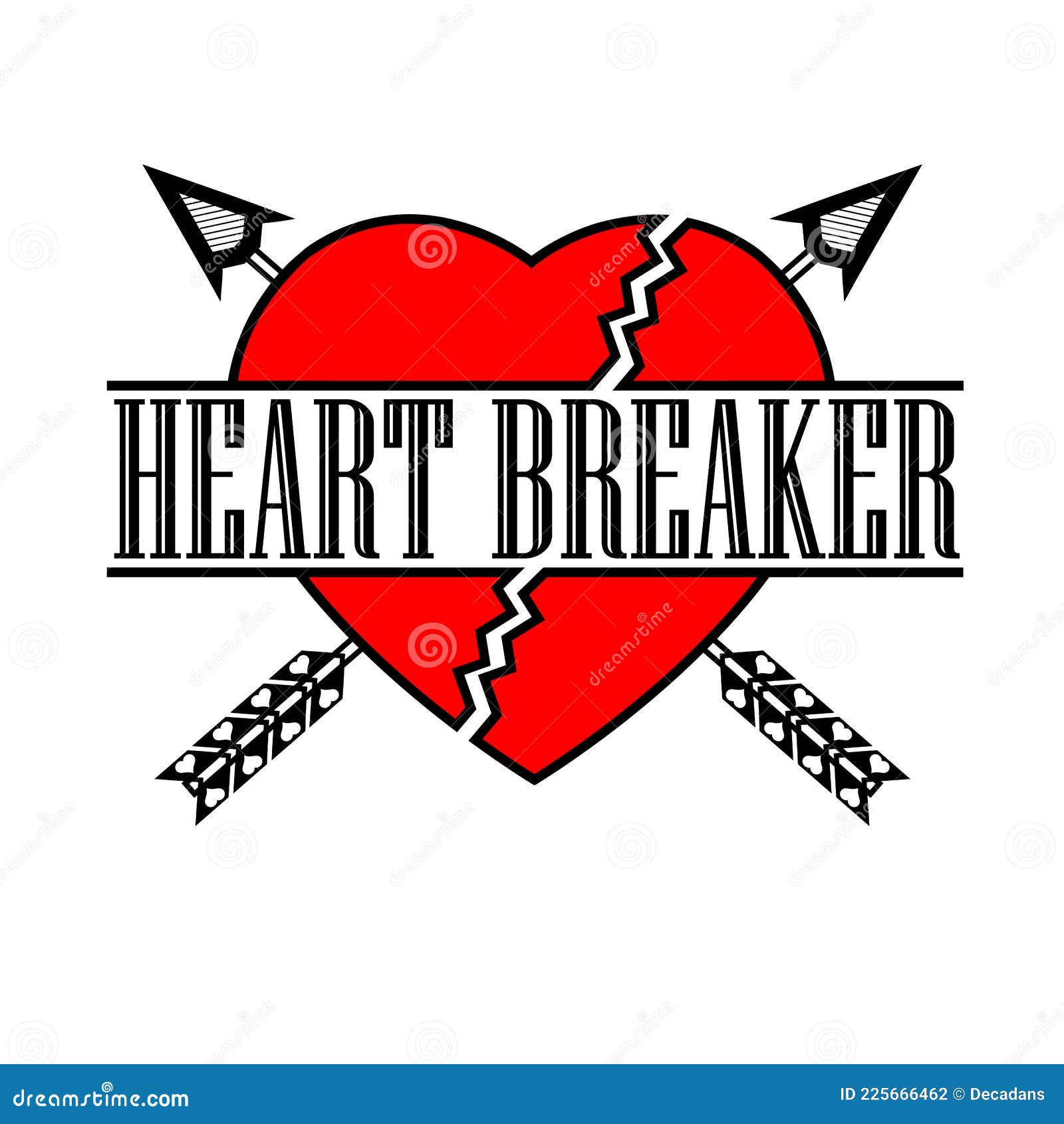 Heart Breaker with Arrows and Red Heart Vector Illustration Stock