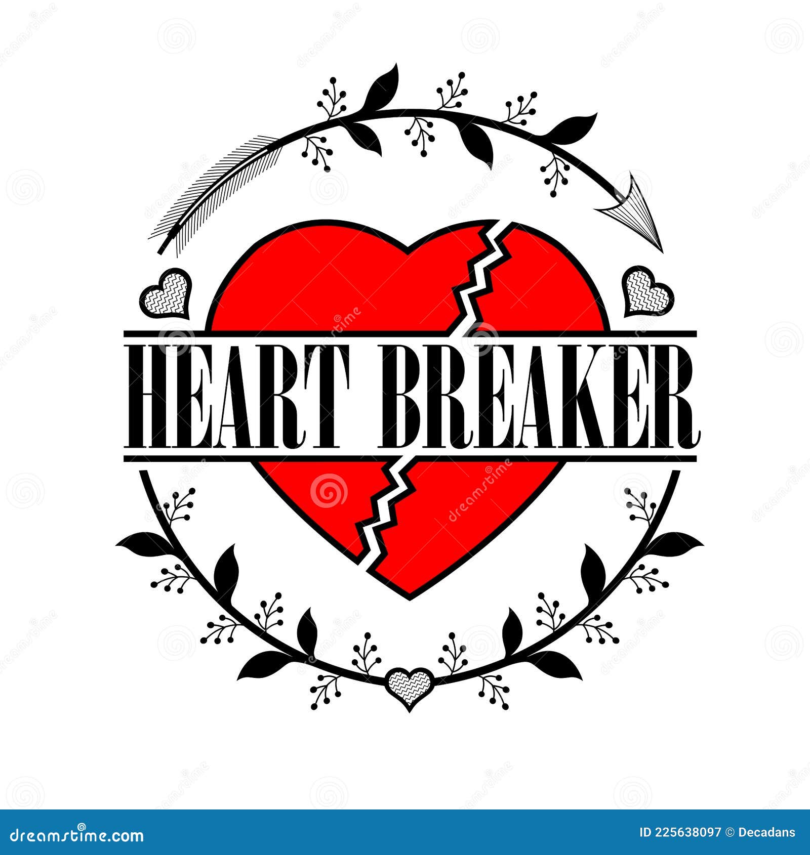 Heart Breaker with Arrow and Red Heart Stock Vector Illustration of