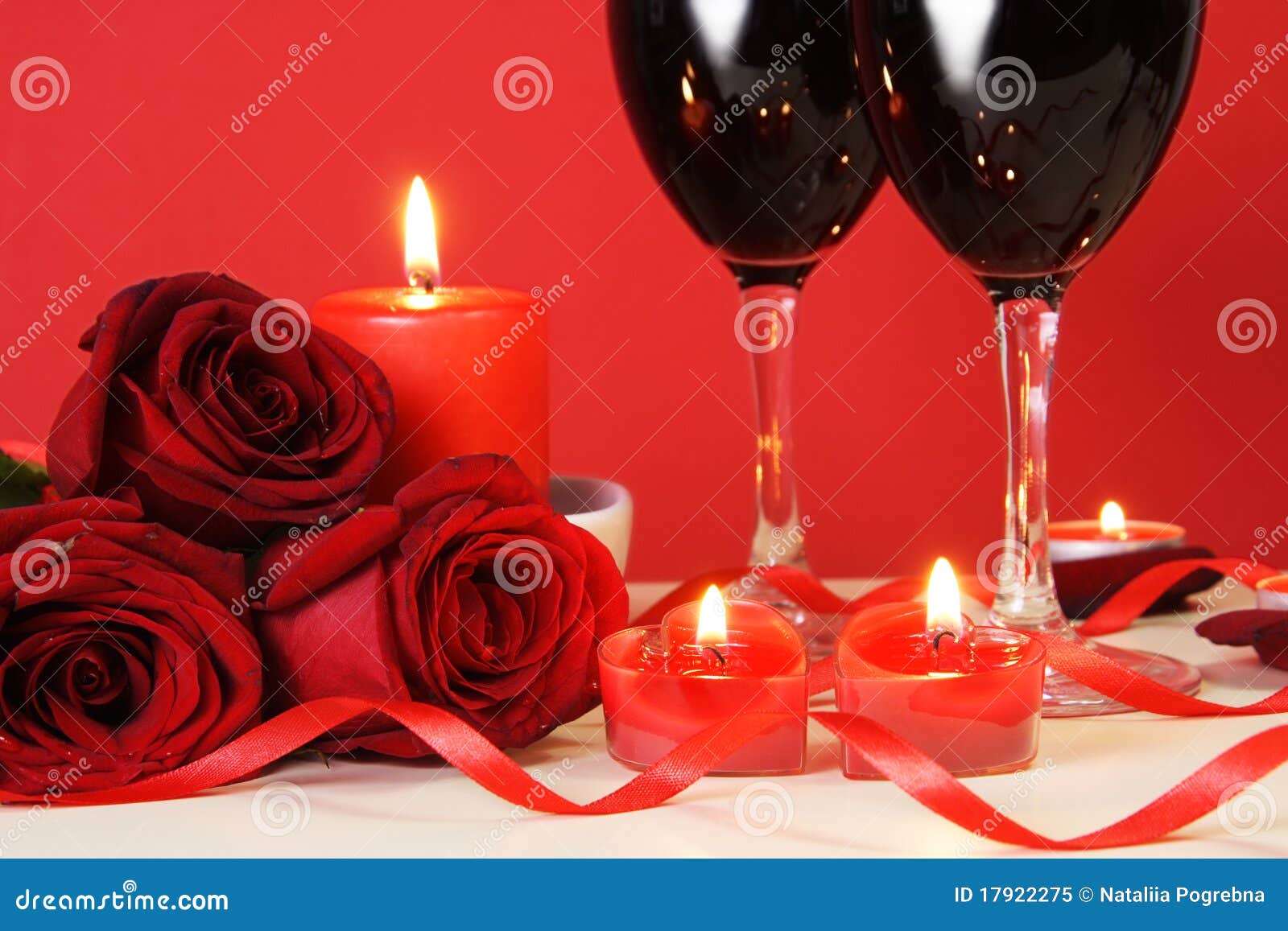 Heart Candles, Red Roses and Wine Stock Image Image of luxury, dating