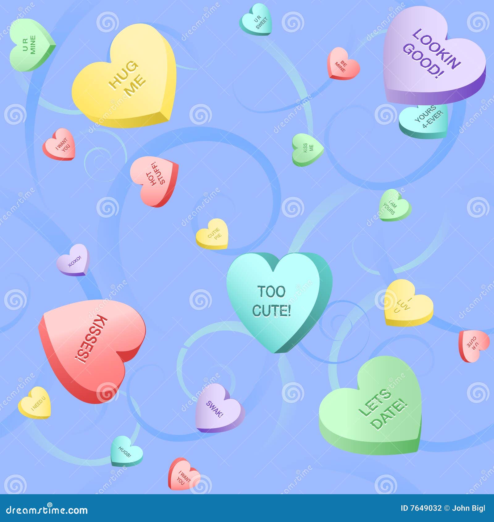 Heart candy and swirls stock vector. Illustration of love 7649032