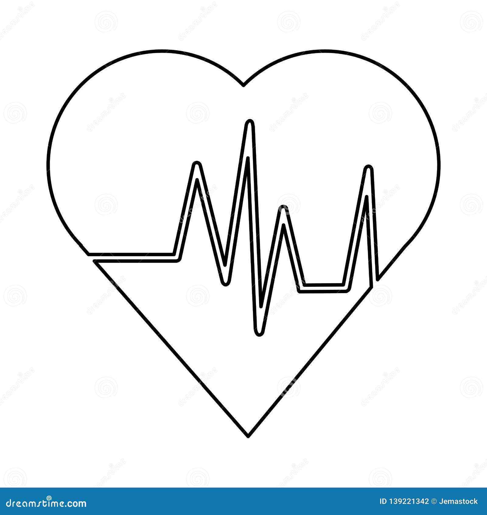 Heart Cardio Heartbeat Symbol in Black and White Stock Vector ...