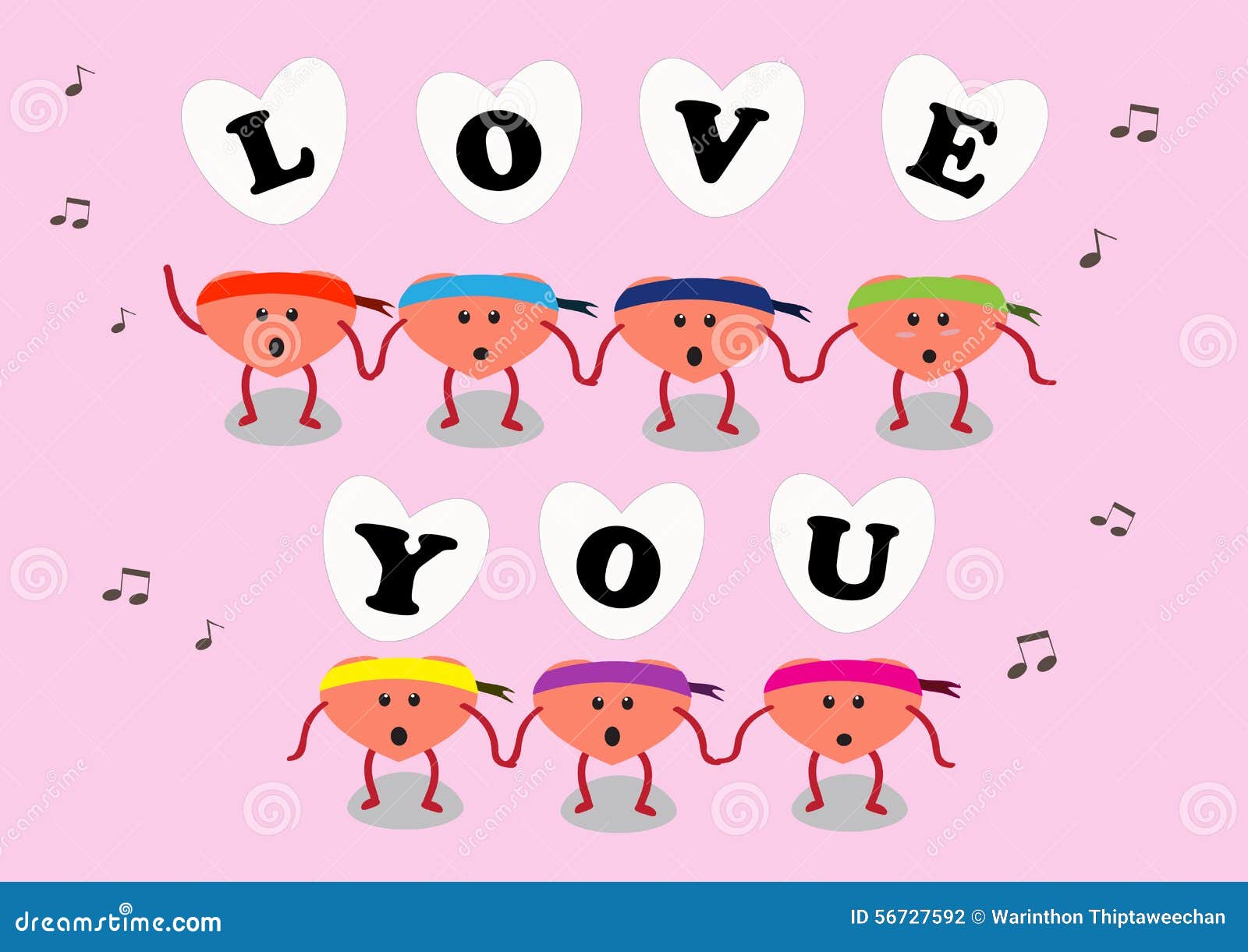 Heart Cartoon Sing Love You Stock Vector - Illustration of heart, vector:  56727592