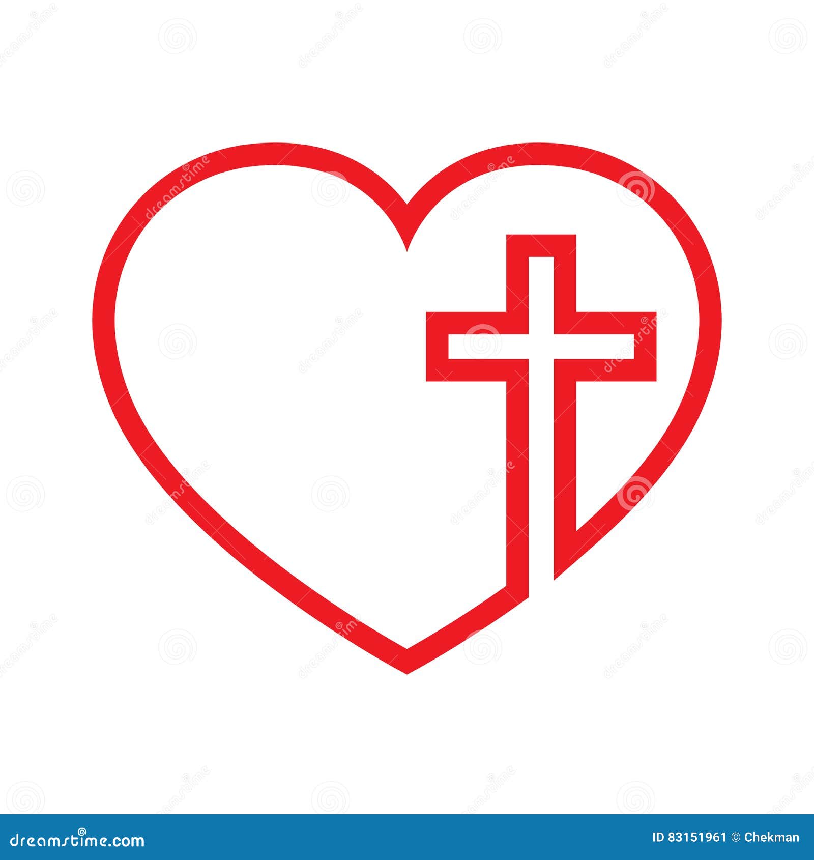 Download Heart With Christian Cross Inside. Vector Illustration ...