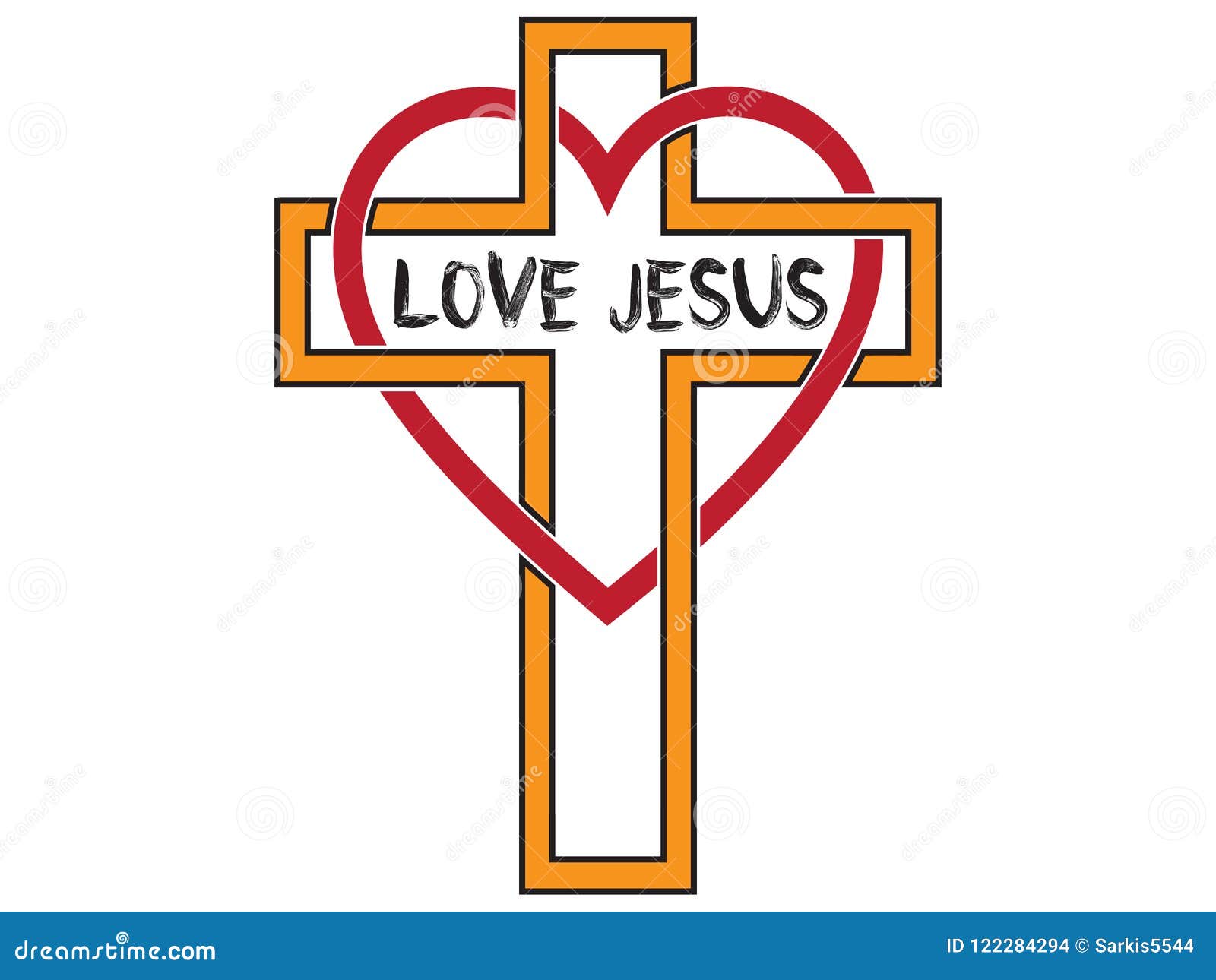 Heart and Christian Cross-Love Jesus. Vector Stock Illustration ...