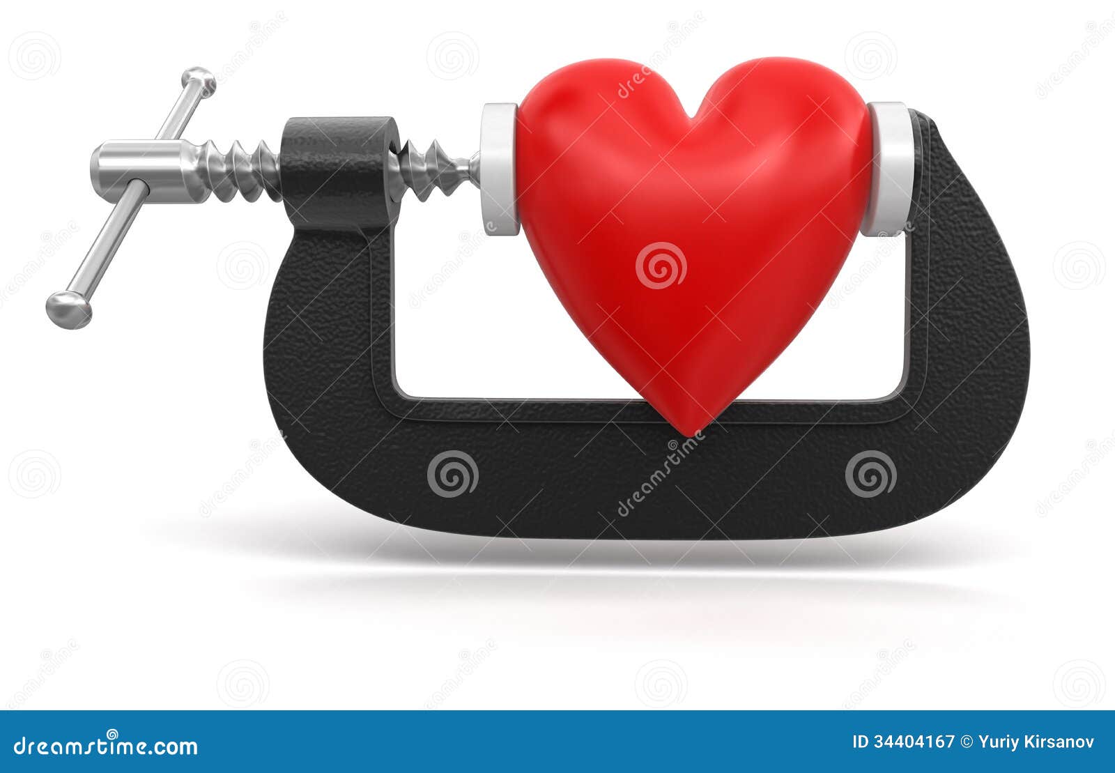 Heart in Clamp (clipping Path Included) Stock Illustration