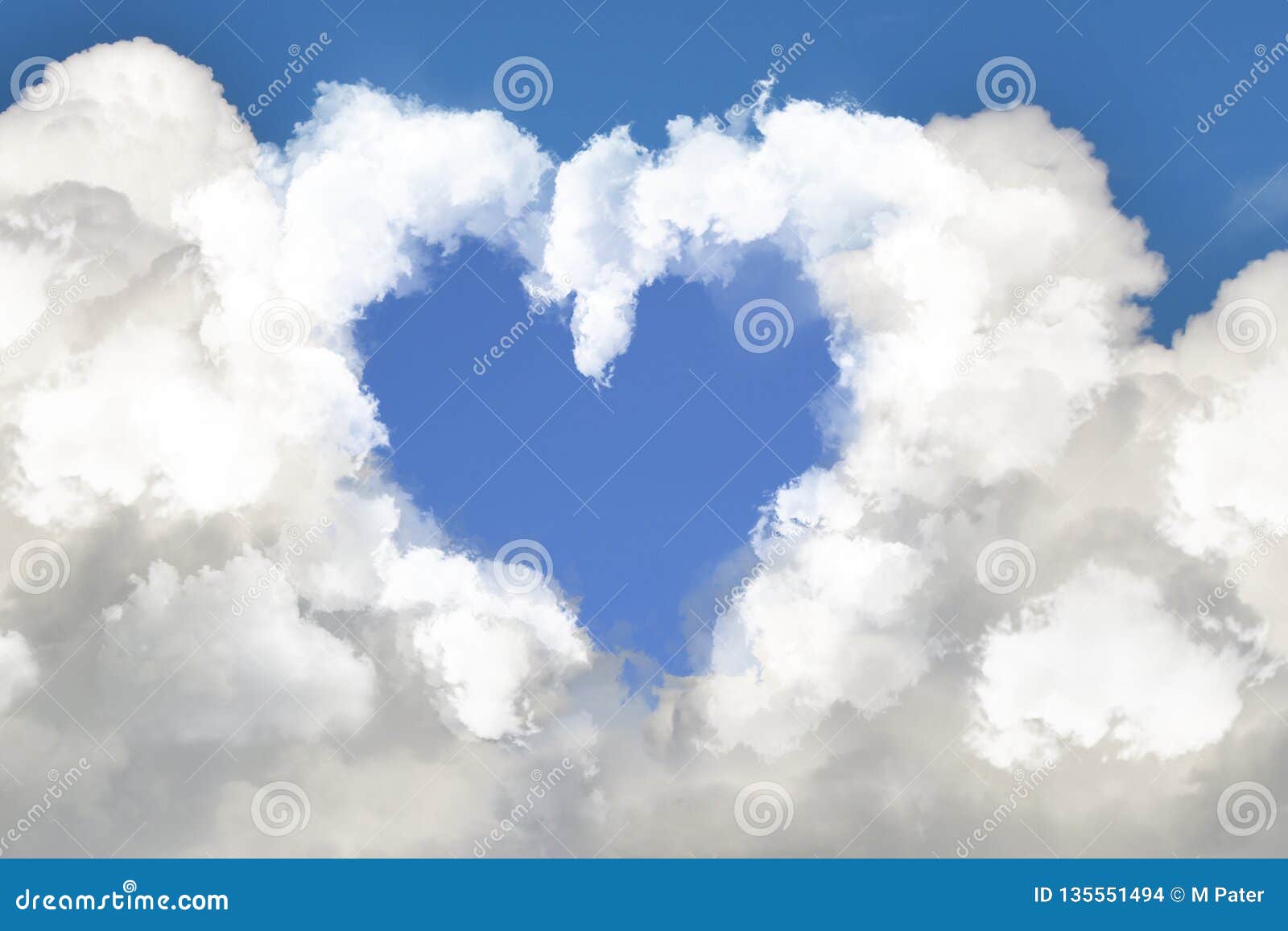 Heart Cloud and Blue Sky Background Stock Photo - Image of symbol, love:  135551494