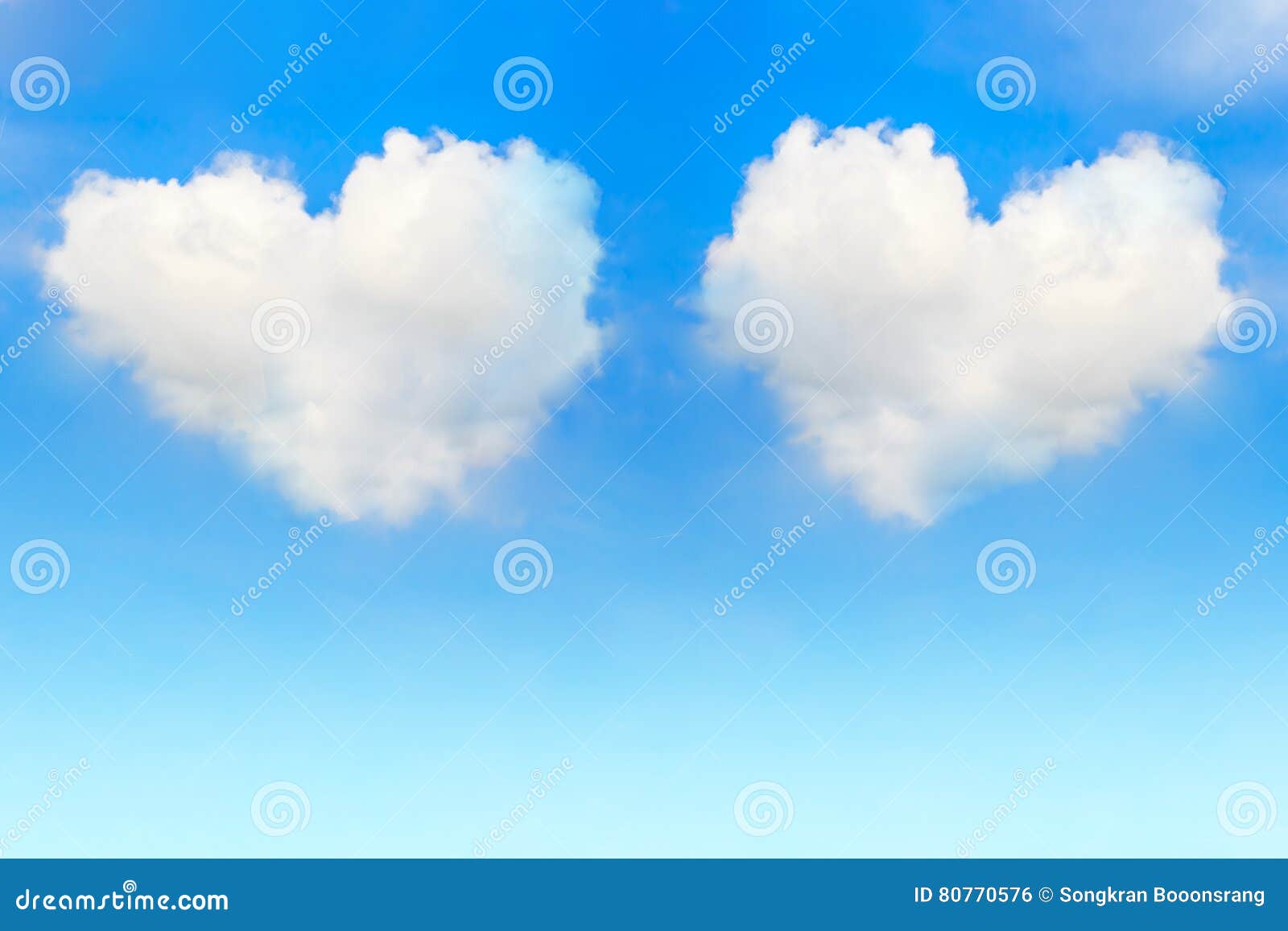 Heart clouds in blue sky. stock photo. Image of romance 80770576