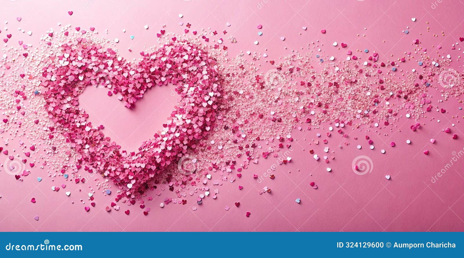 heart confetti explosion on pink canvas valentine s day background copy space ai-generated content