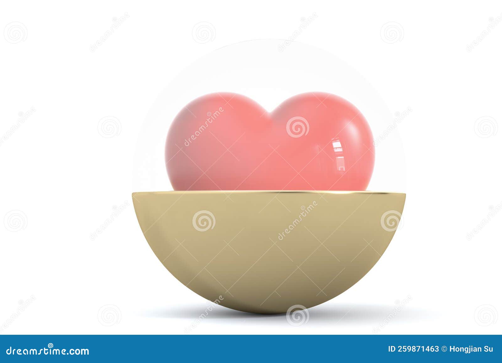 Heart Covered by Glass Dome Protection and Security Concept 3D