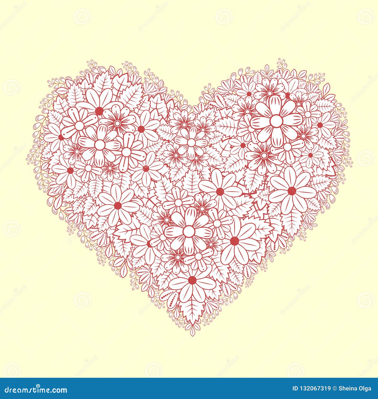Download Heart Of Delicate Doodle Pink And White Flowers Stock ...