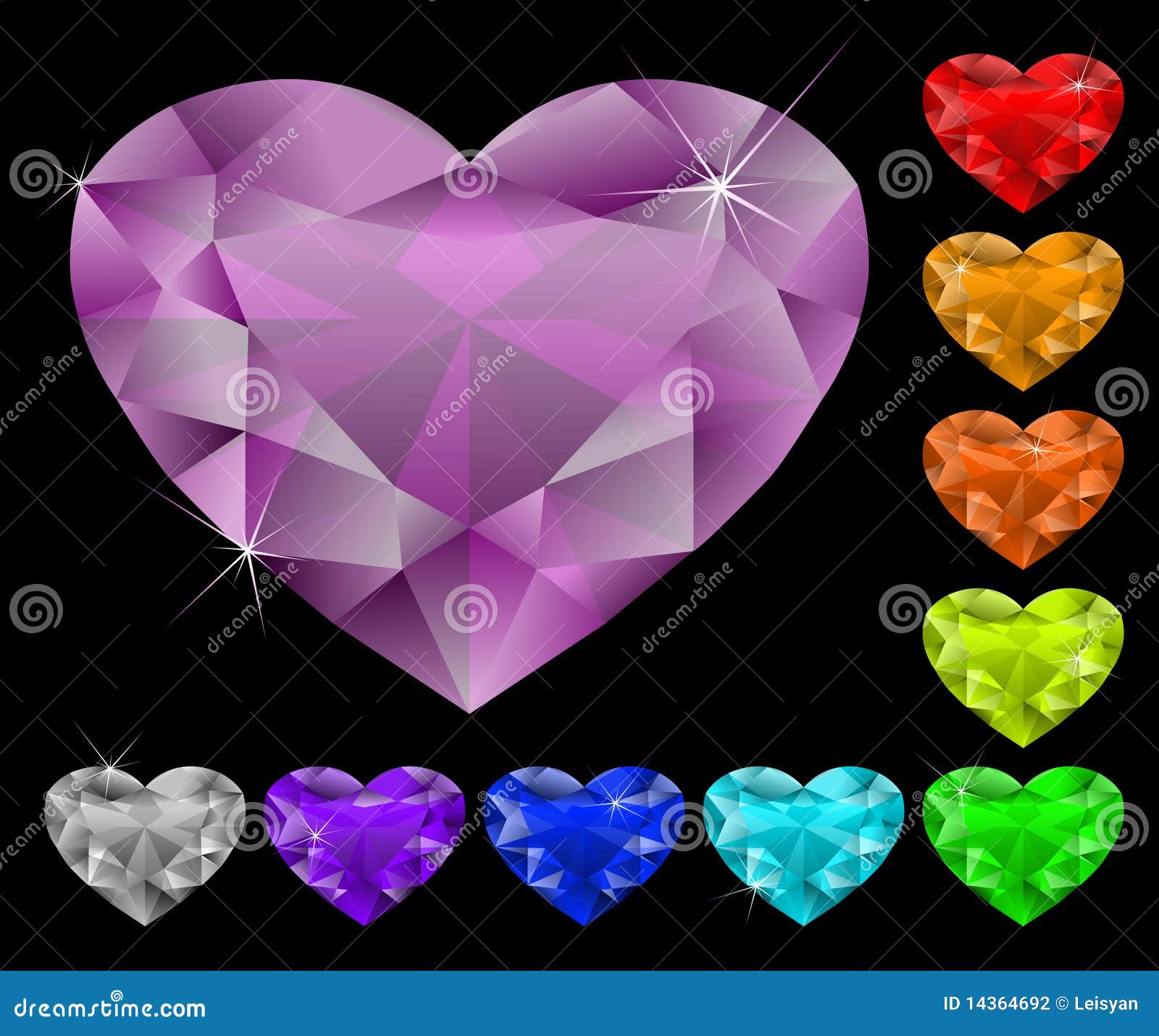 Heart diamonds set stock vector. Illustration of colorful 14364692