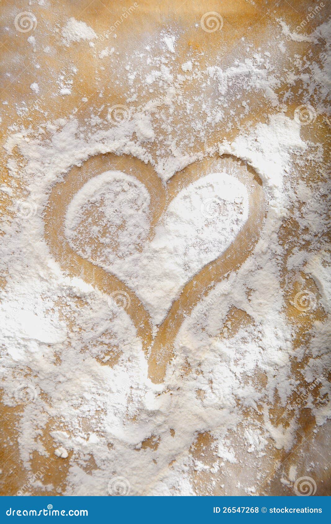 Heart drawn in flour stock photo. Image of concept, angle 26547268
